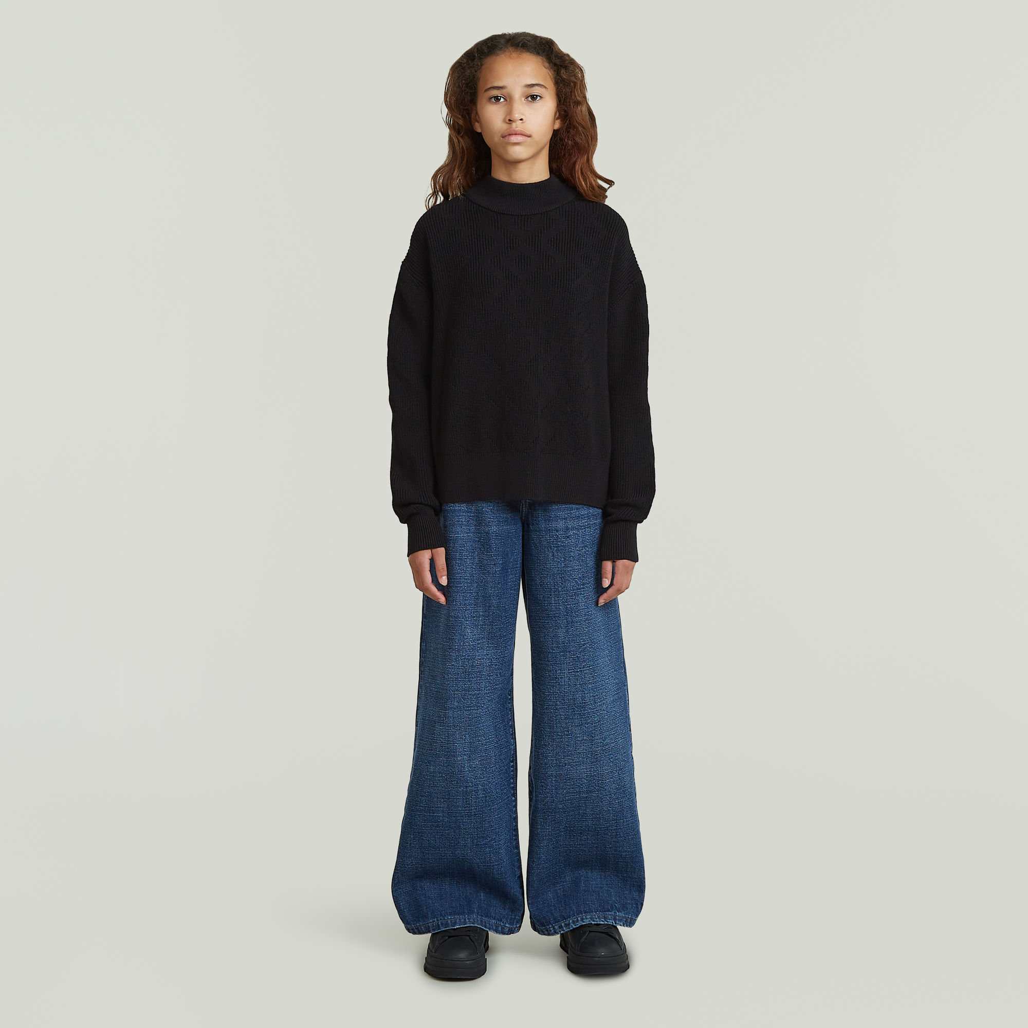 Thumbnail - Girls Modern Cableknit Cardigan - Schwarz - mädchen