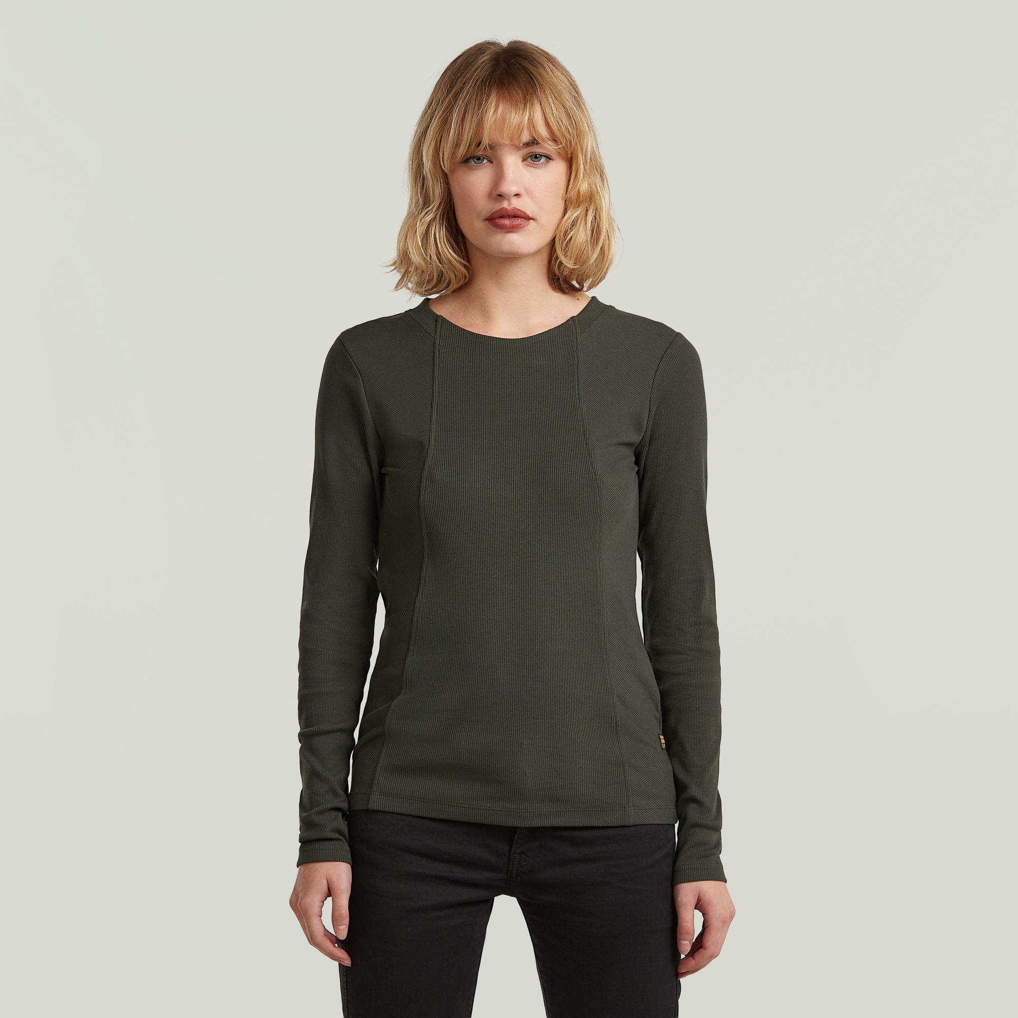 

A Line Slim Rib T-Shirt - Grey - Women