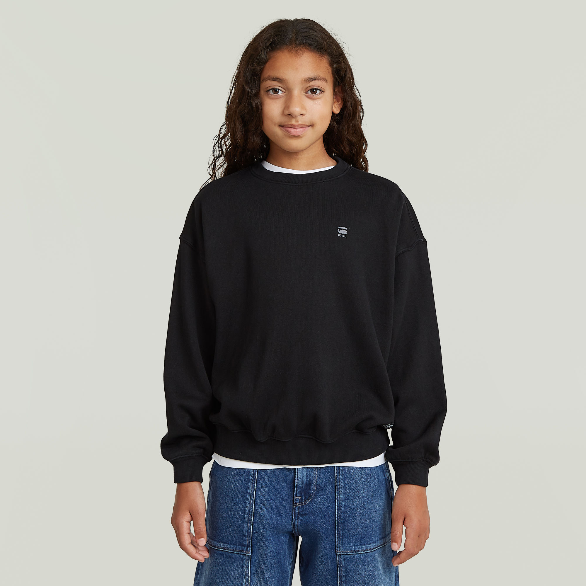 Girls Crew Oversized Sweatshirt - Schwarz - mädchen