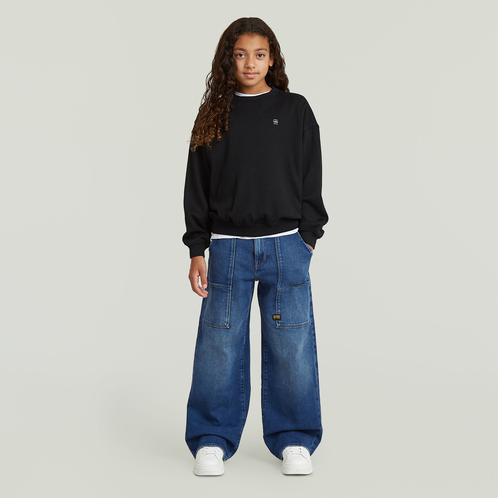 Thumbnail - Girls Crew Oversized Sweatshirt - Schwarz - mädchen