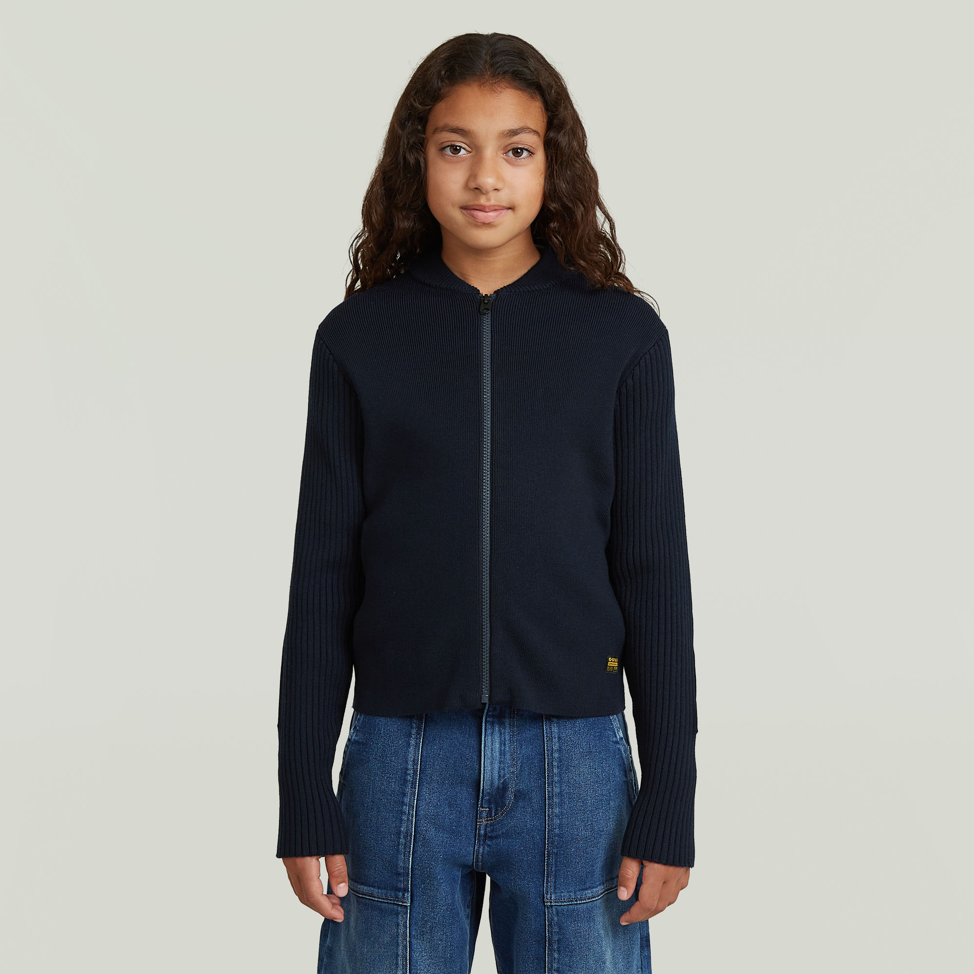 

Trui Hybrid Baseball Full Zip voor meisjes - Donkerblauw - meisjes