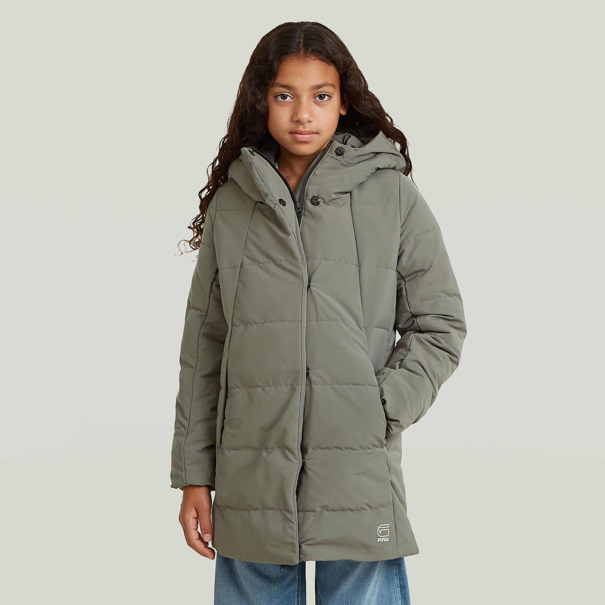 Girls Cayley Padded Long Jacke - Grau - mädchen