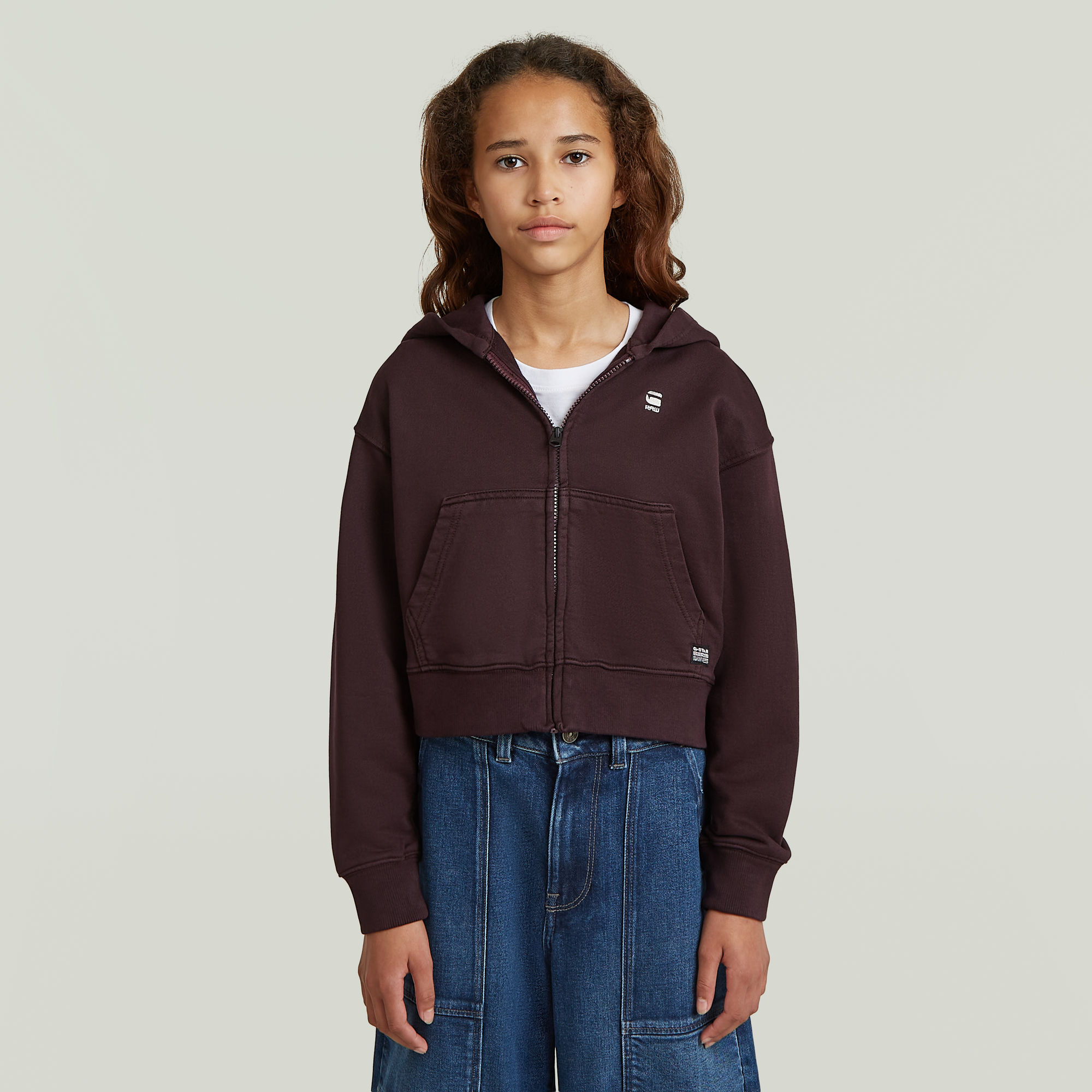 

AR Hooded Zipp Cropped Cardigan voor meisjes - Bruin - meisjes