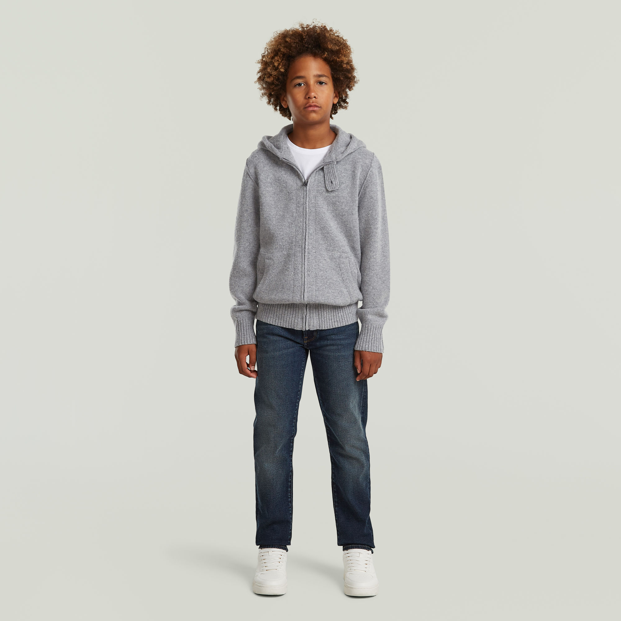 Thumbnail - Boys Rag Hooded Full Zip Knit - Grau - jungen