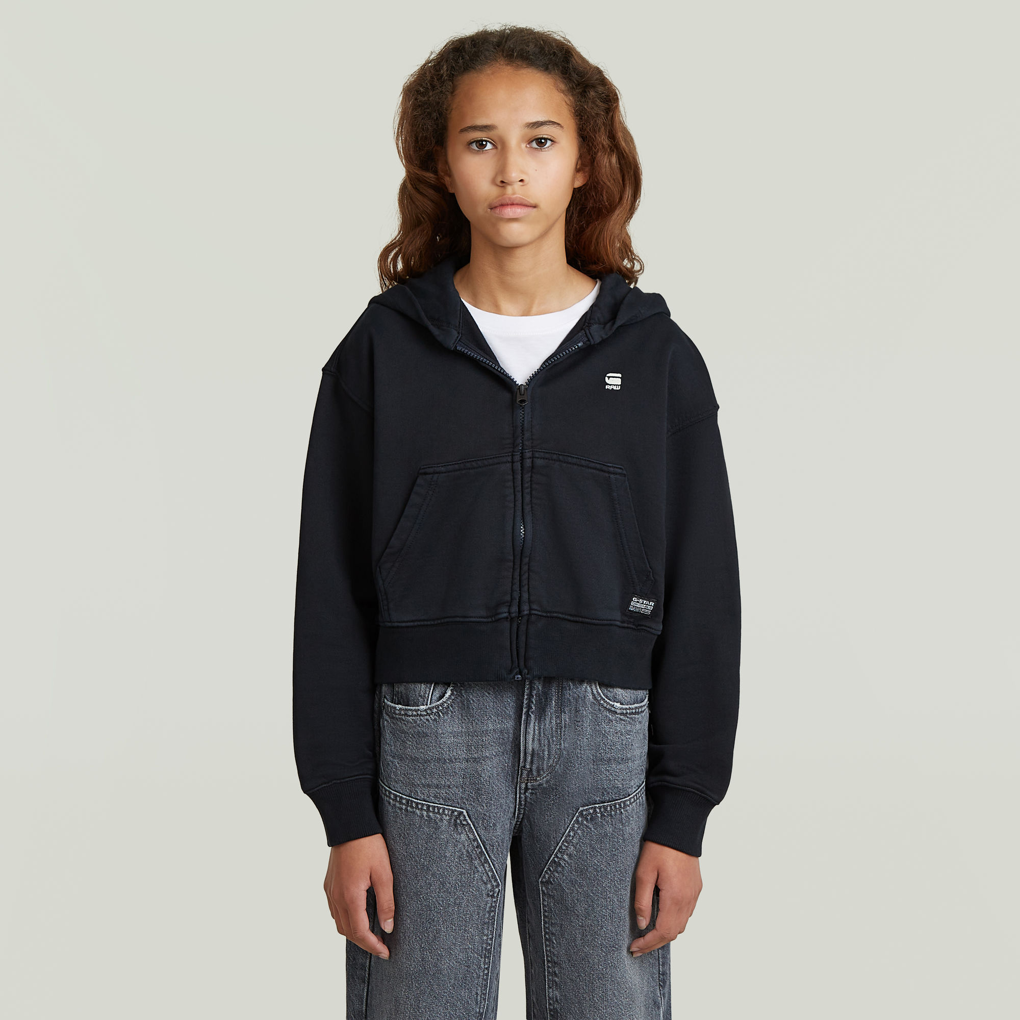 Girls AR Hooded Zipp Cropped Cardigan - Dunkelblau - mädchen