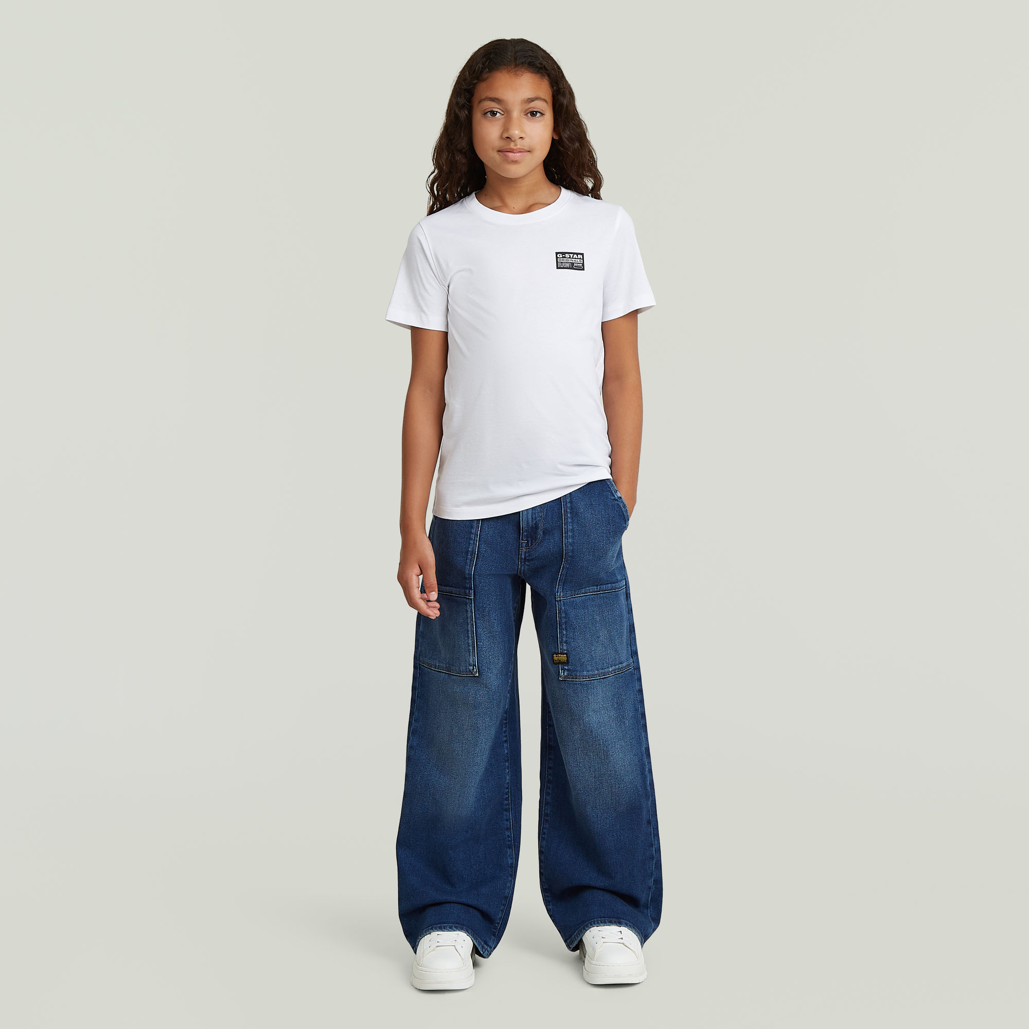 Thumbnail - Girls Barrel Utility High Loose Jeans - Mittelblau - mädchen