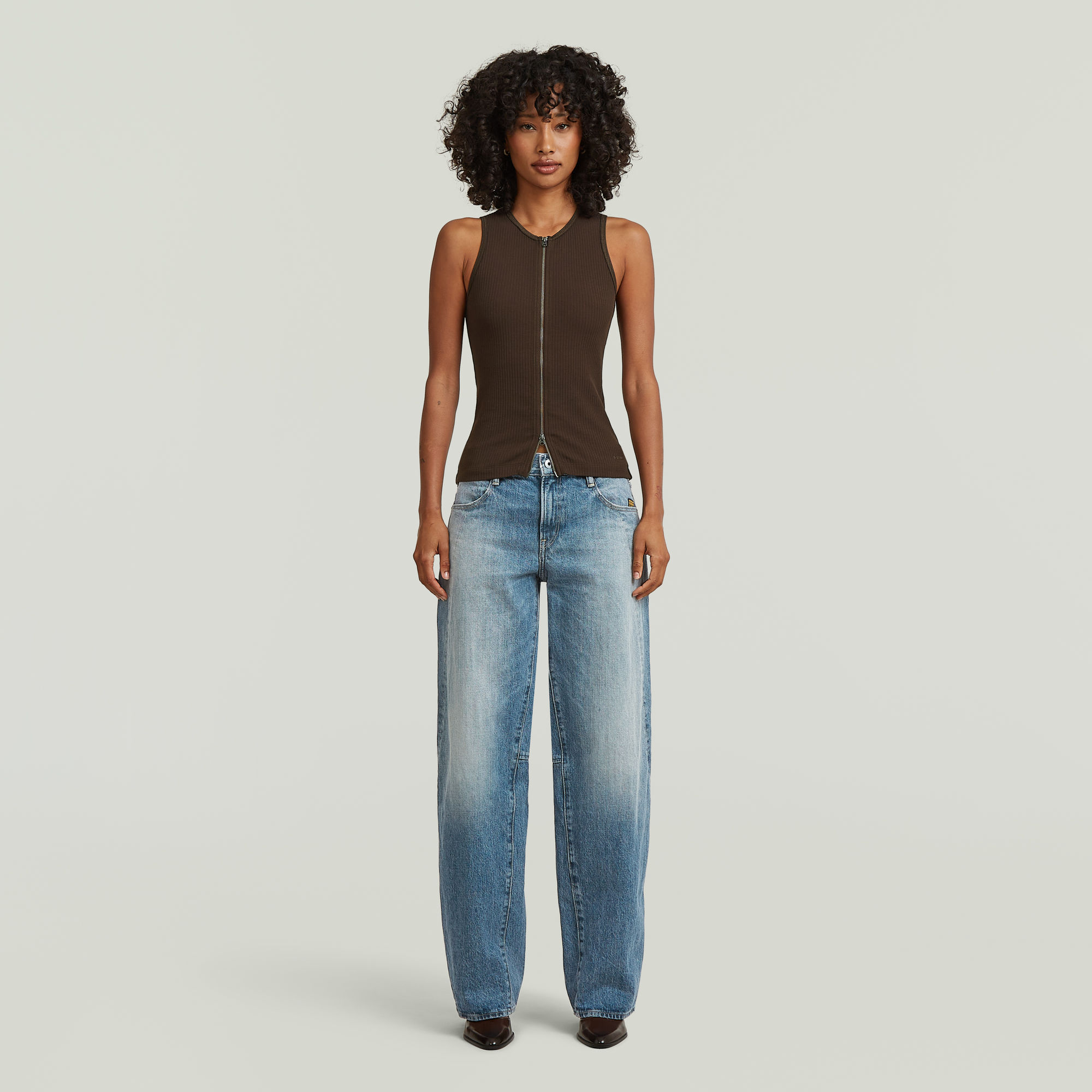 Thumbnail - 2 Way Slim Rib Tank - Braun - Damen