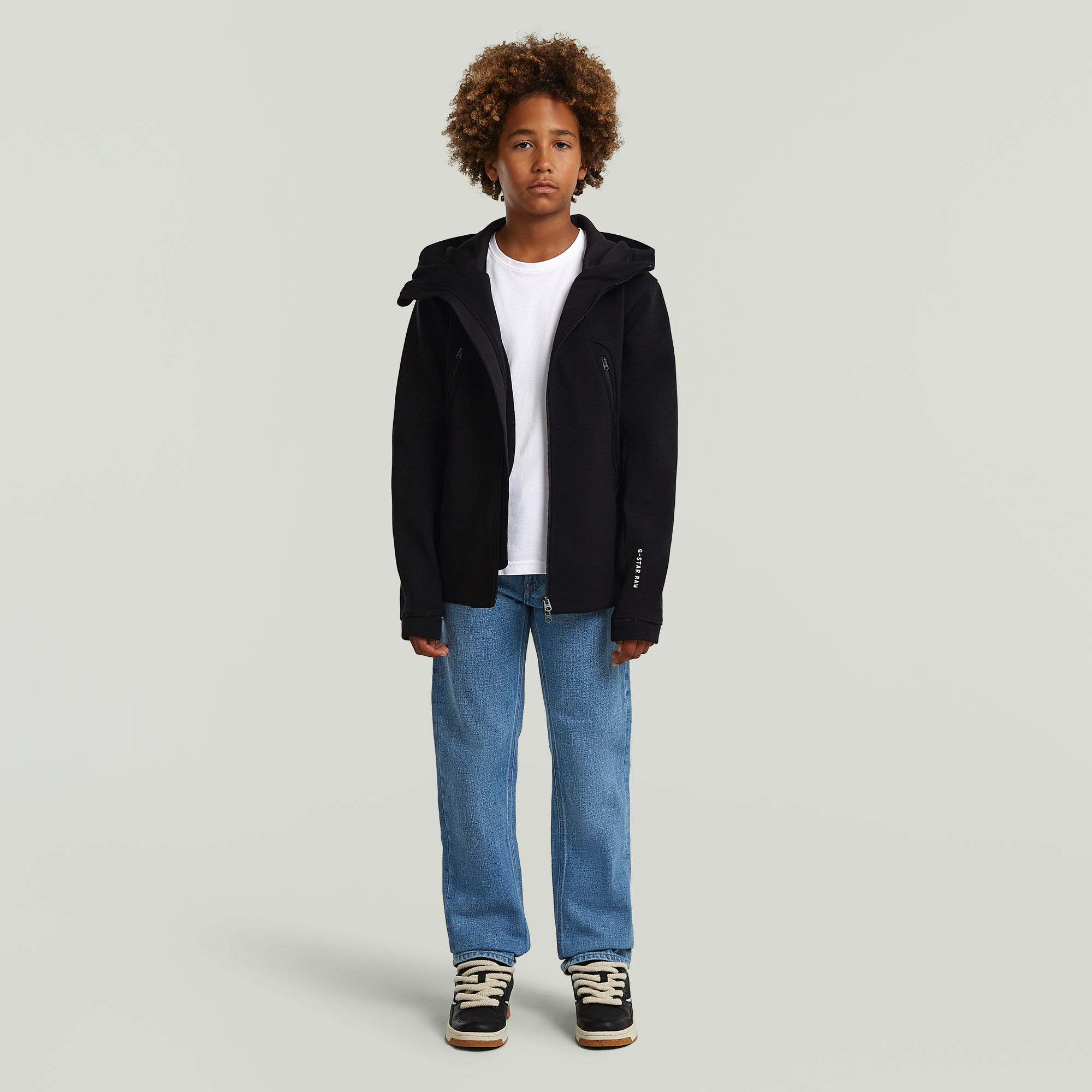 Thumbnail - Boys Regular Hooded Full Zip Knit - Schwarz - jungen