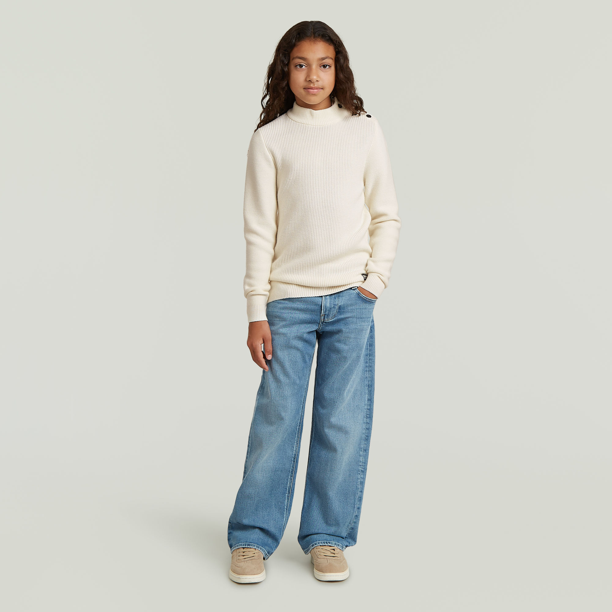 Thumbnail - Girls Crew Button Knit Cardigan - Weiß - mädchen