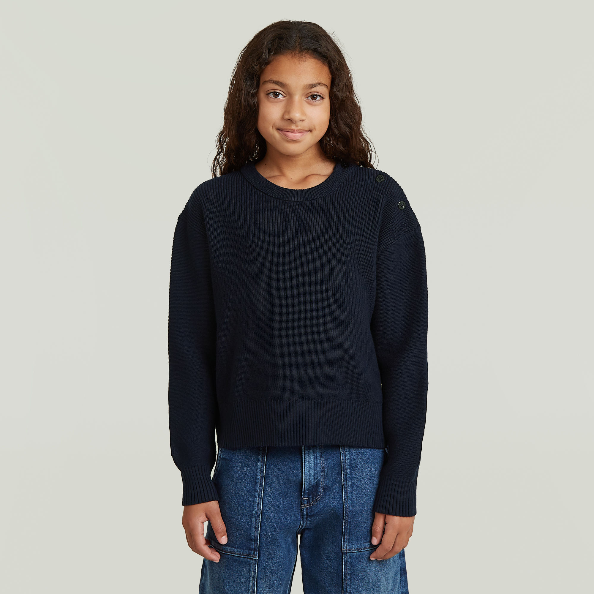 Girls Fisherman Crop Knit - Dunkelblau - mädchen