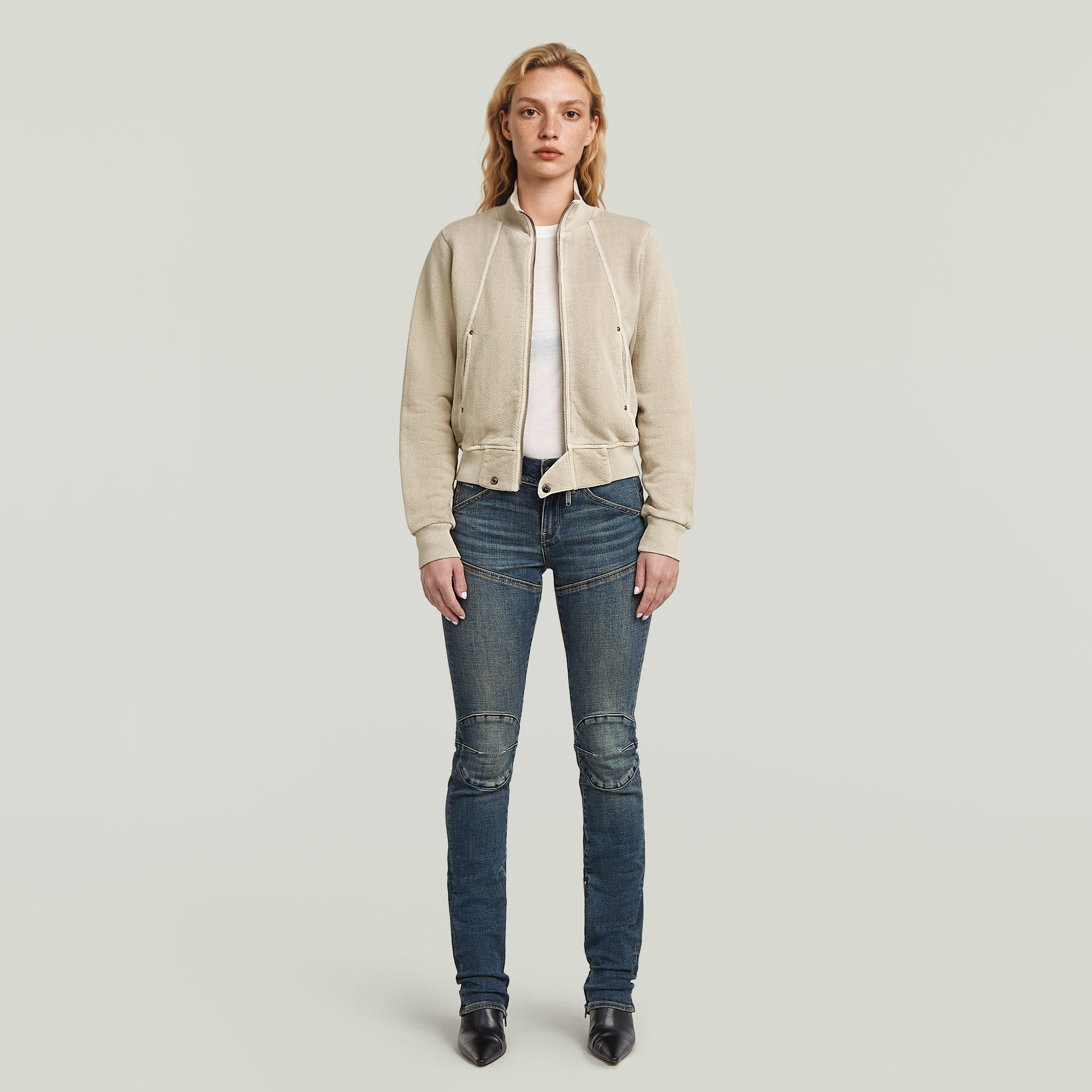 Thumbnail - Track Overdyed Slim Sweaterjacke - Beige - Damen