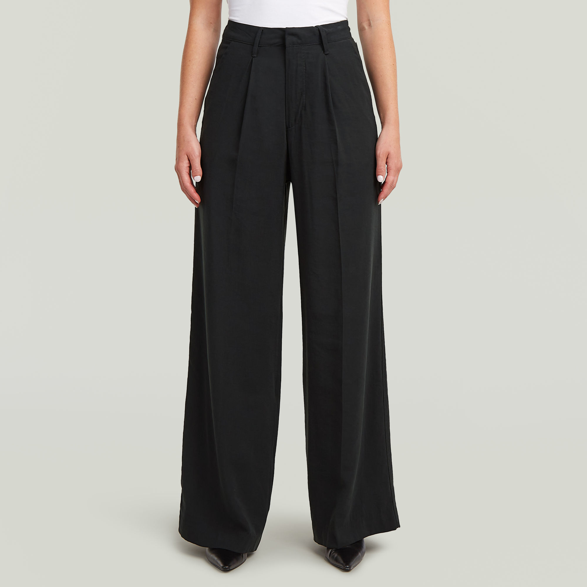

Fluid Wide Leg Pants - Black - Women