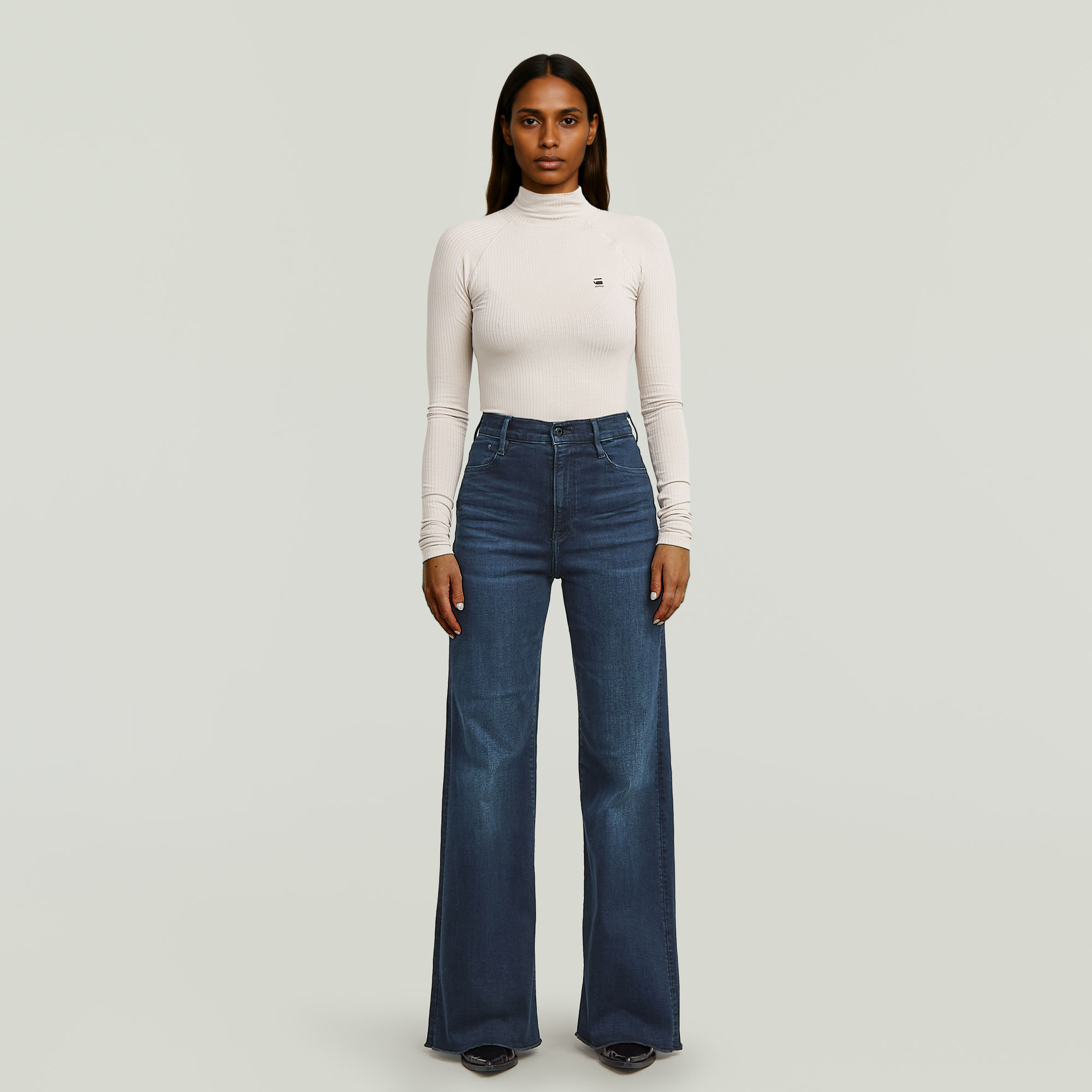 Thumbnail - Deck Ultra High Wide Leg Jeans - Dunkelblau - Damen