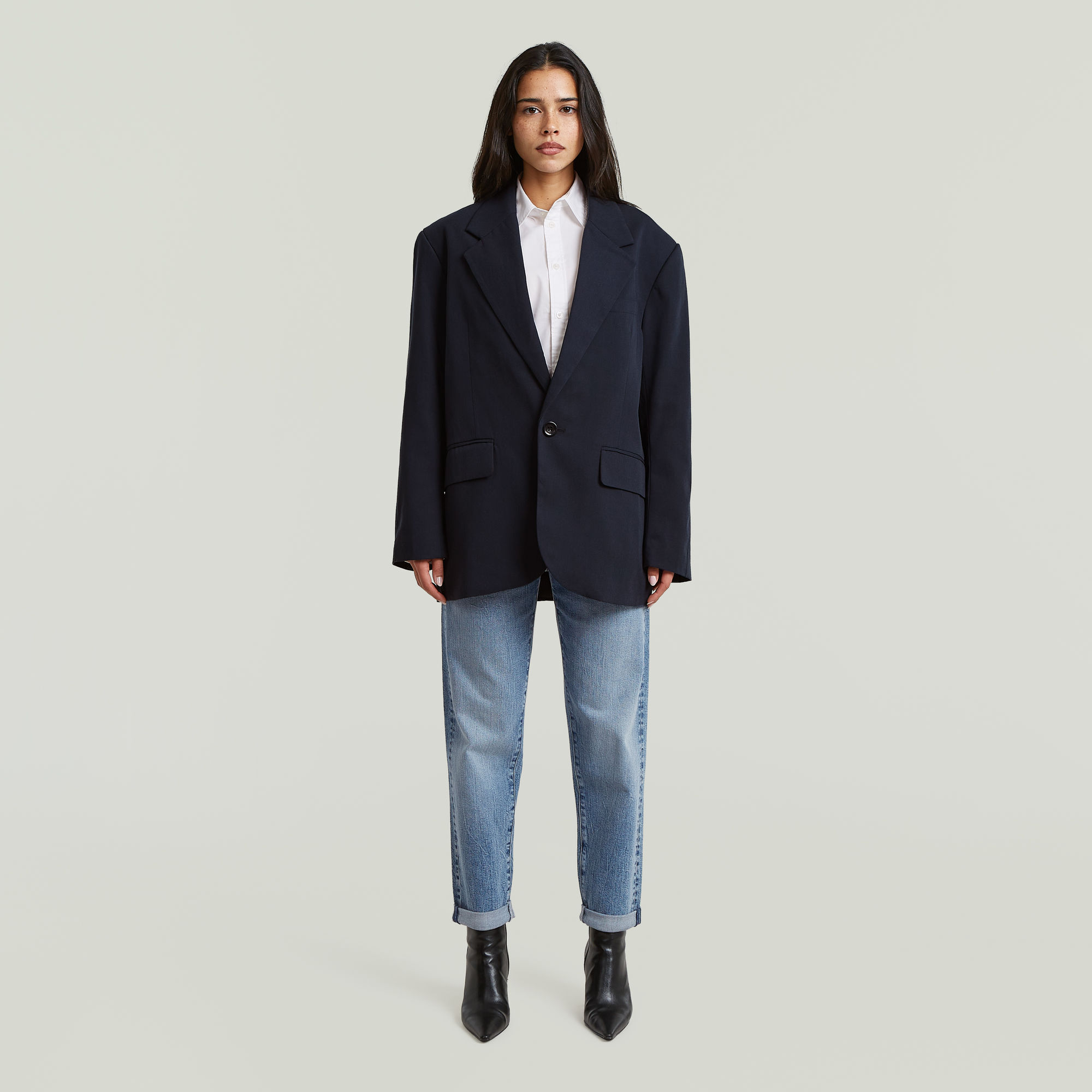 Thumbnail - Big Boyfriend Oversized Blazer - Dunkelblau - Damen