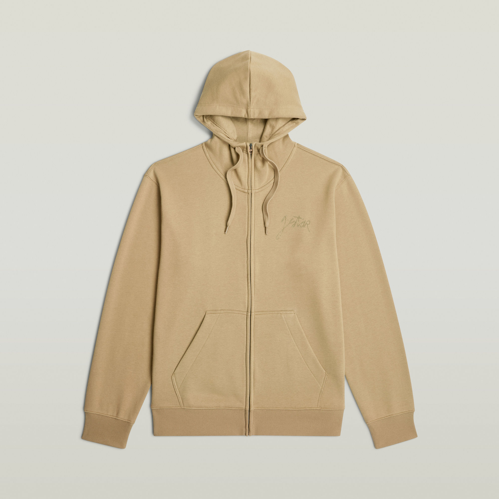 Thumbnail - Script Hoodie Zip Sweater - Beige - Herren