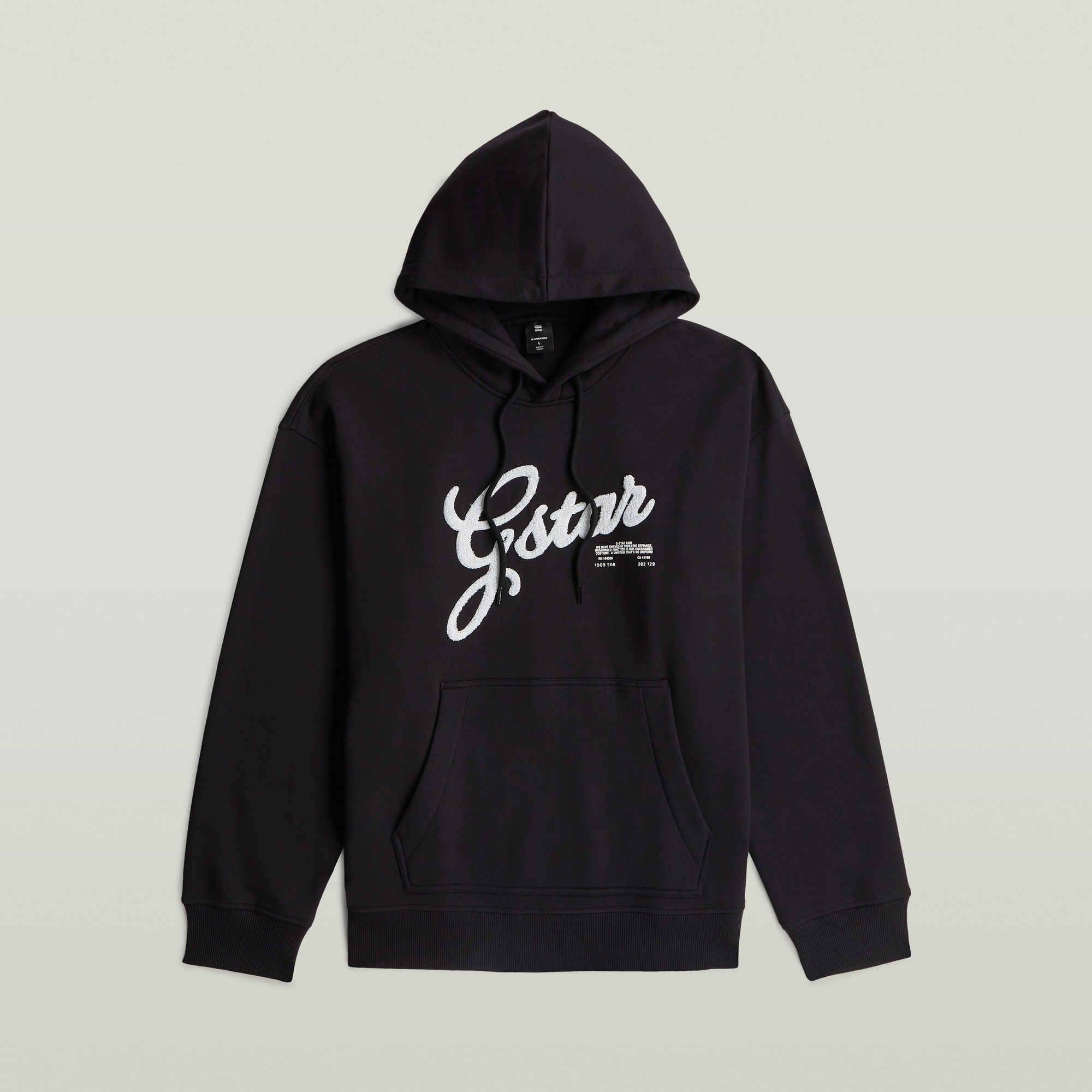 Thumbnail - Chenille Relaxed Hoodie Sweater - Schwarz - Herren