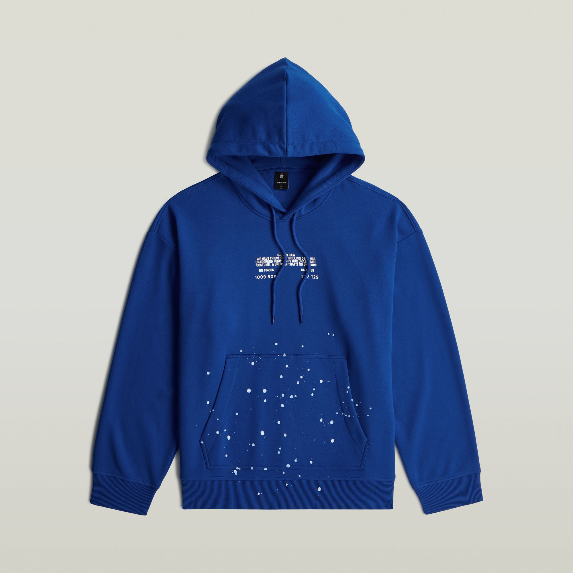 Thumbnail - Text Splatters Relaxed Hoodie Sweater - Mittelblau - Herren