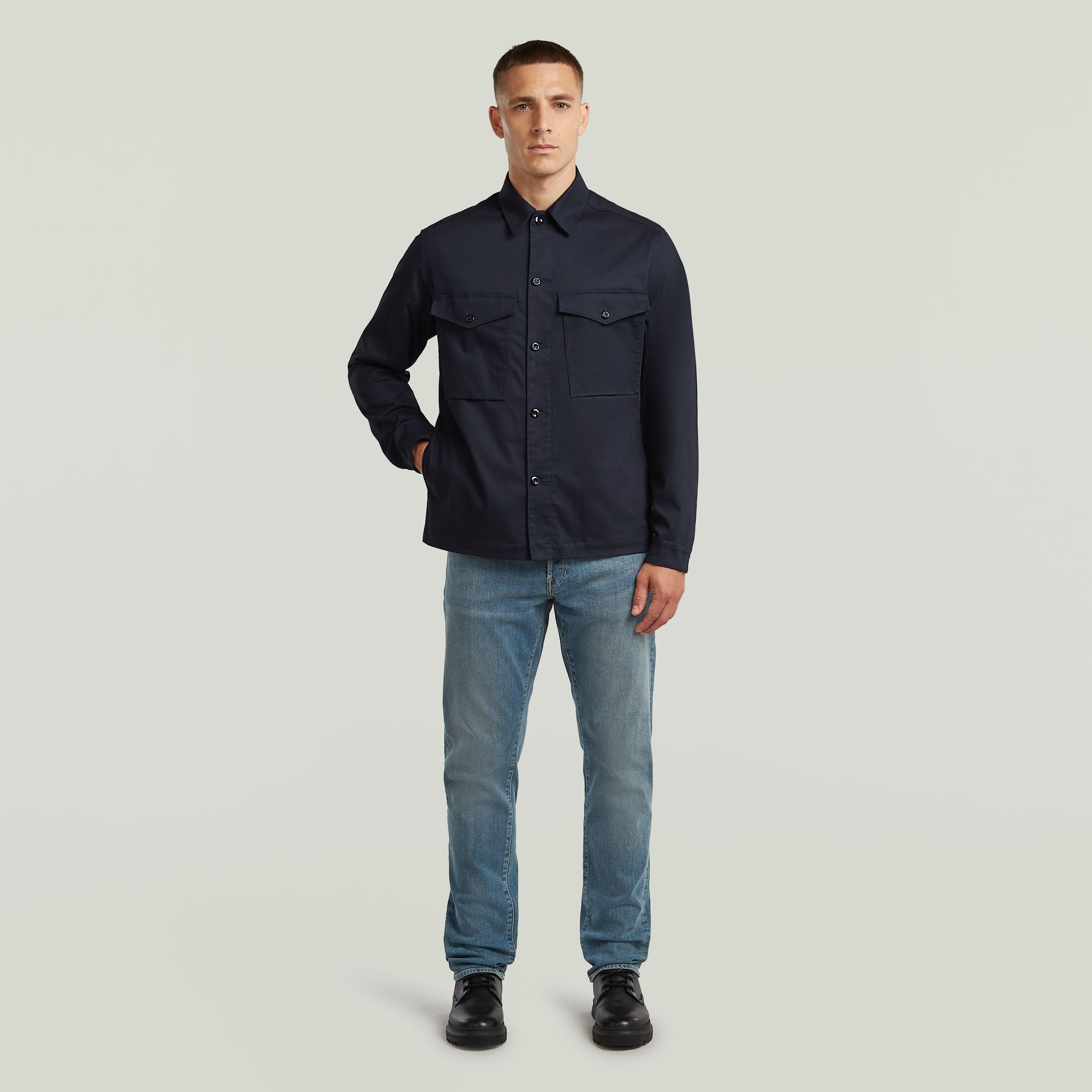 Thumbnail - Core Clean Overshirt - Dunkelblau - Herren