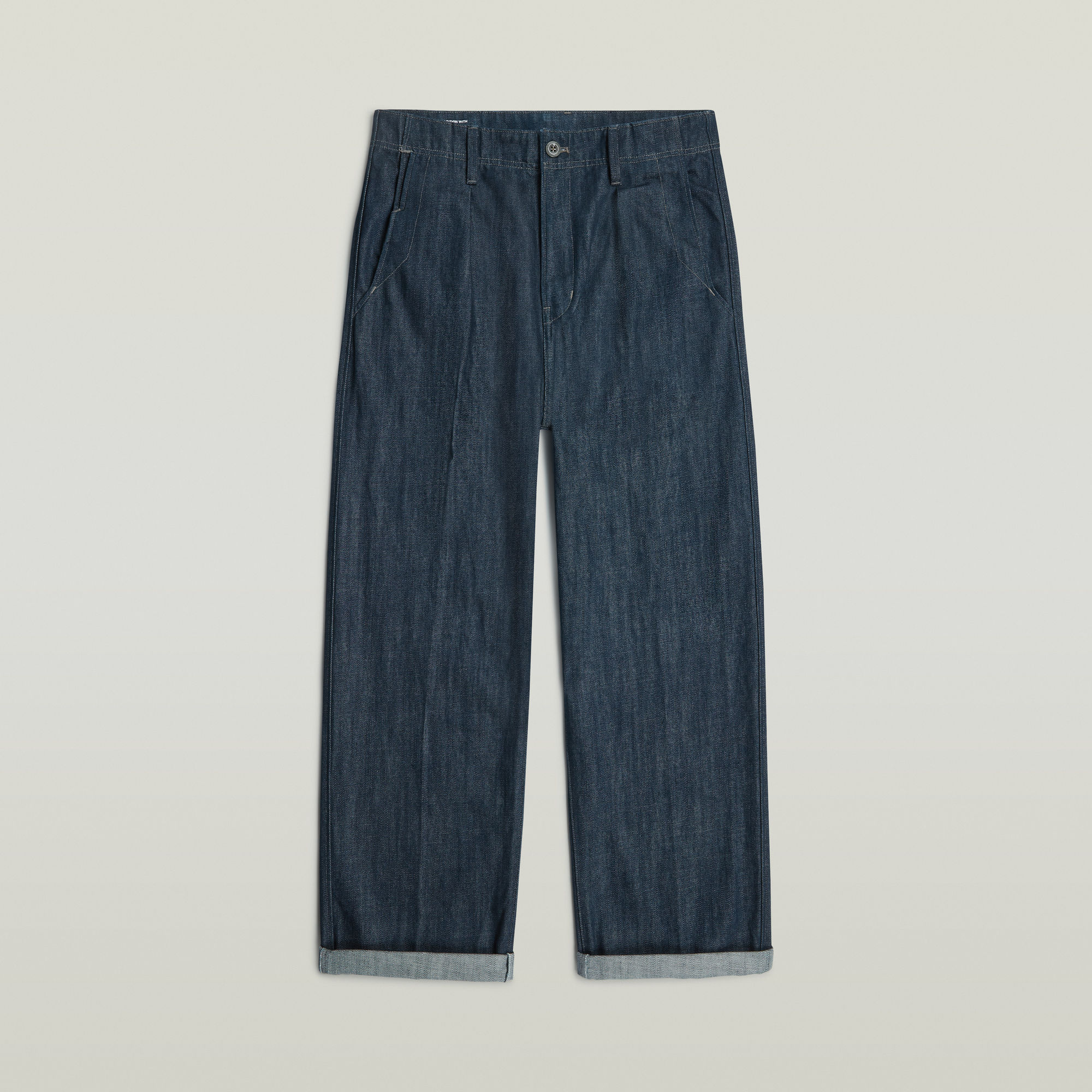 Thumbnail - Pleated Chino Relaxed Neo Raw Jeans - Dunkelblau - Herren