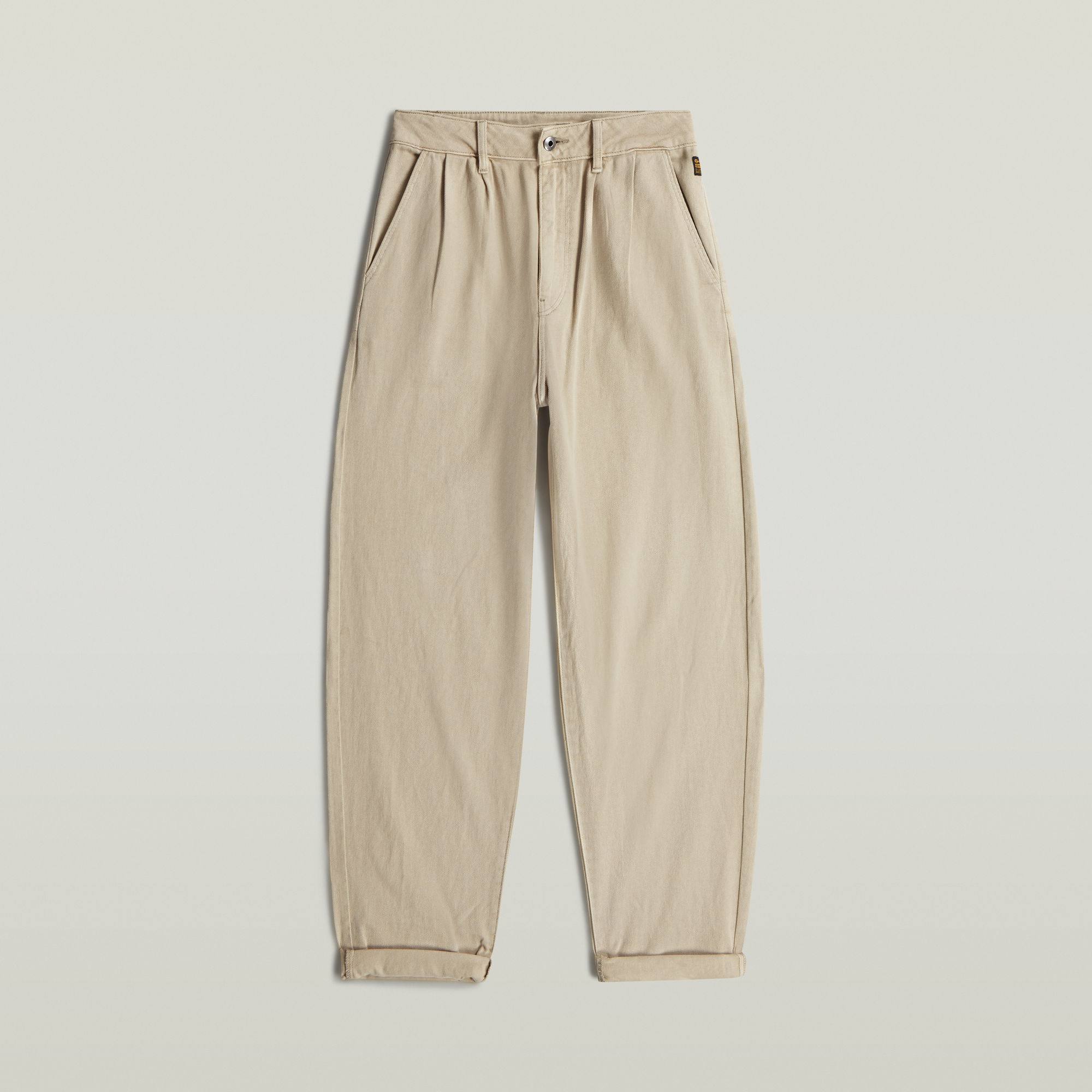 Pleated Tapered Chino - Beige - Damen