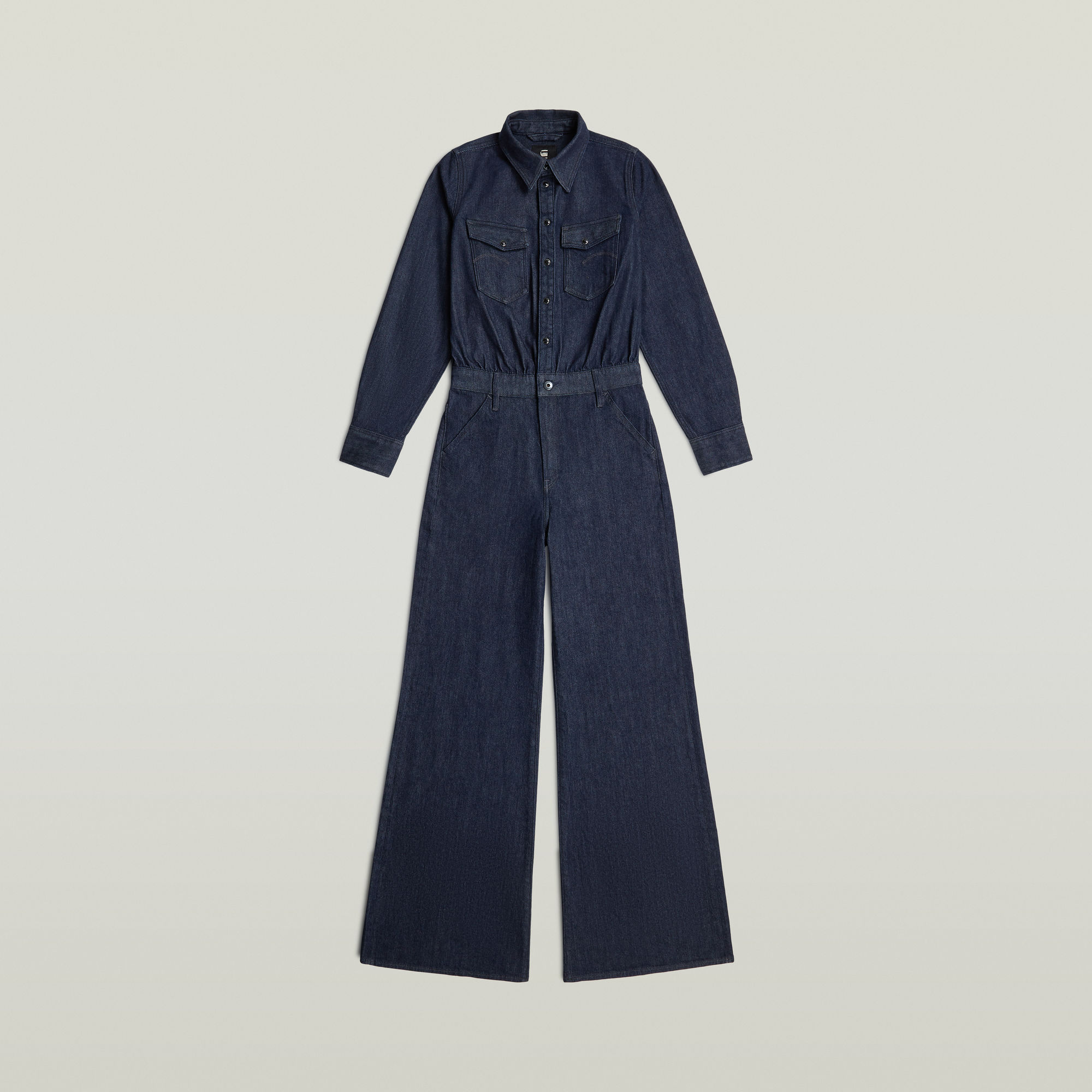 Thumbnail - Western Wide Leg Jumpsuit - Dunkelblau - Damen