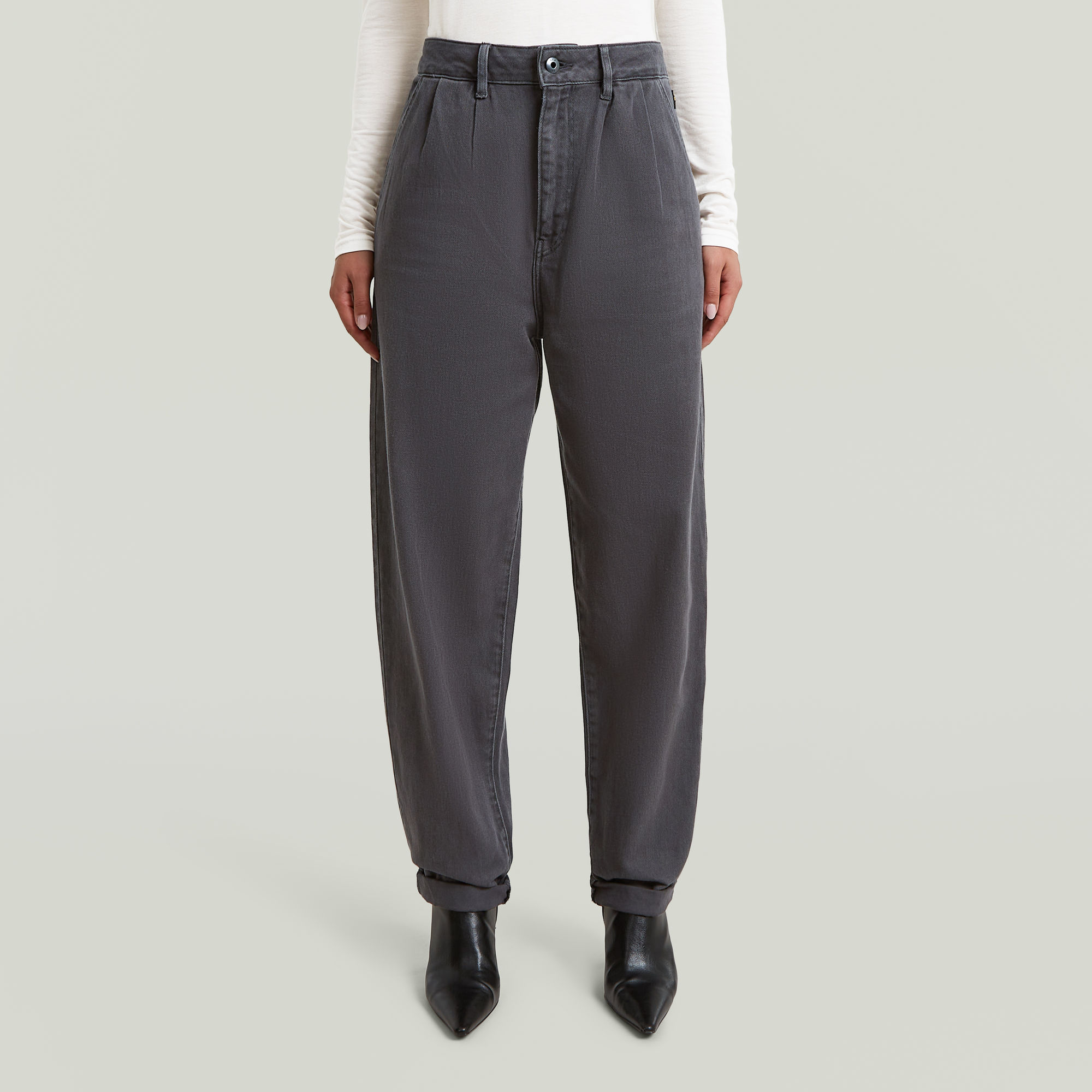 

Pleated Tapered Chino - Grijs - Dames