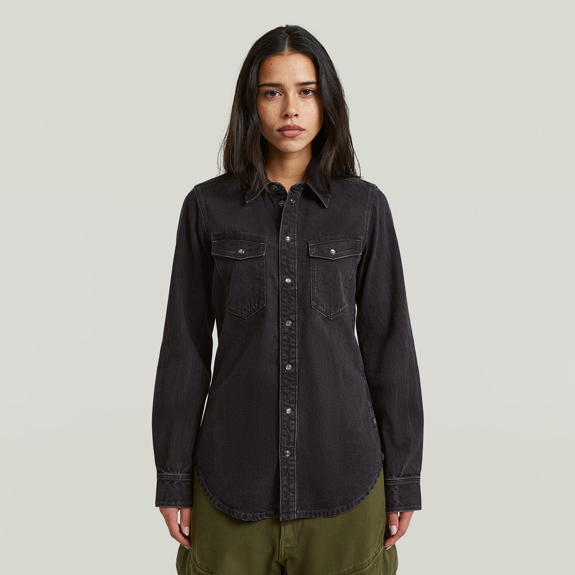 

Slim Western Shirt - Black - Women