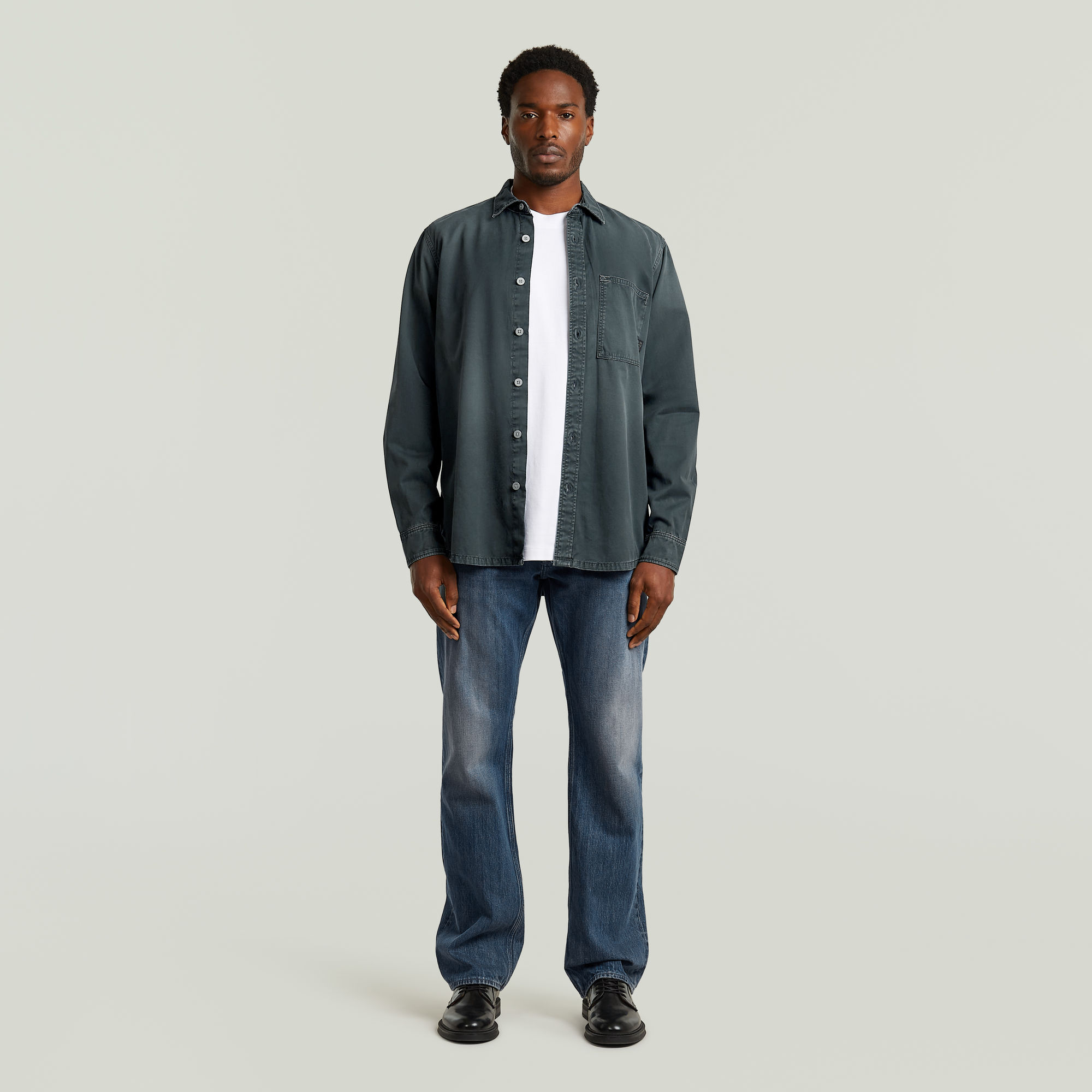 Thumbnail - Regular One-Pocket Shirt - Schwarz - Herren