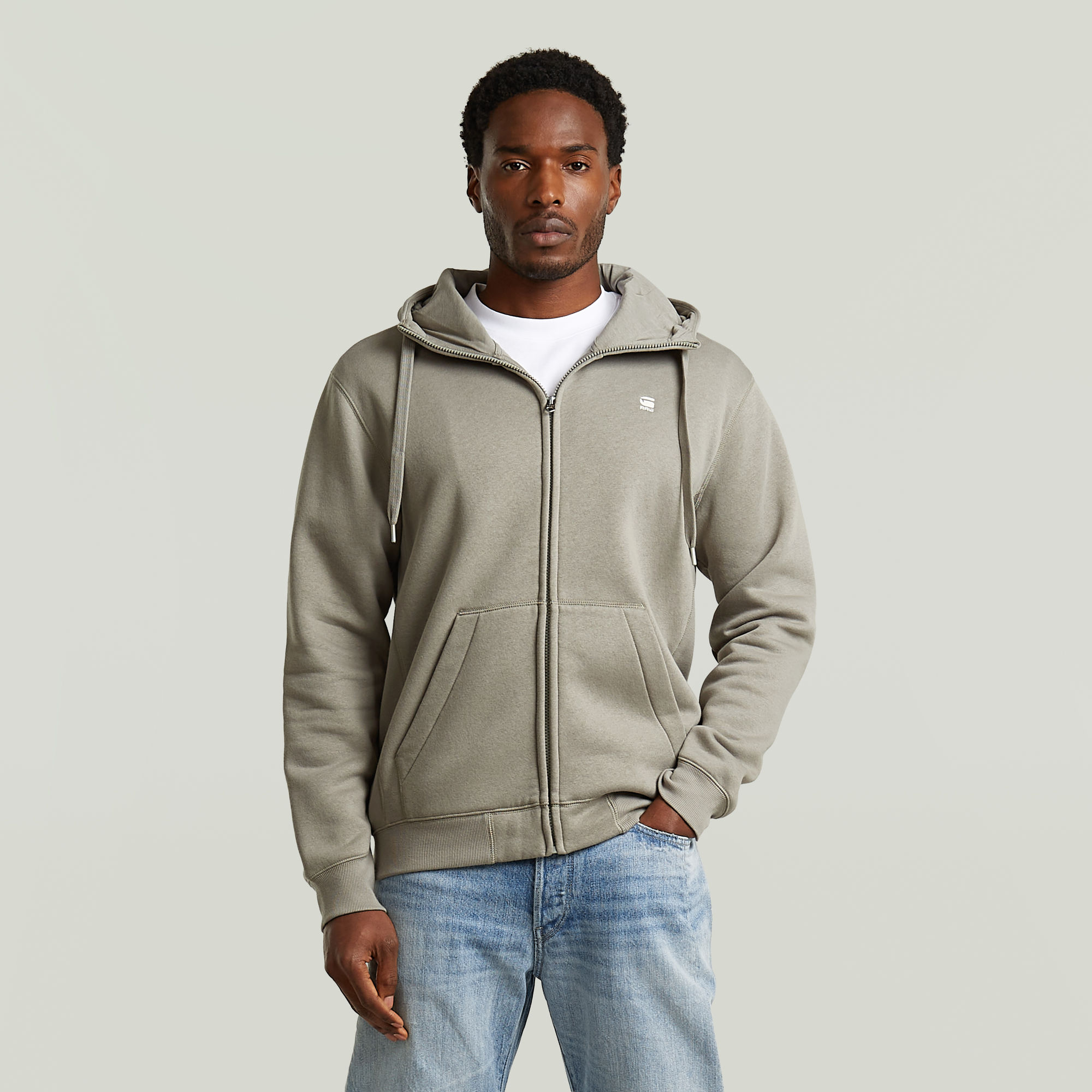 Premium Core Hoodie Zip Sweater - Beige - Herren