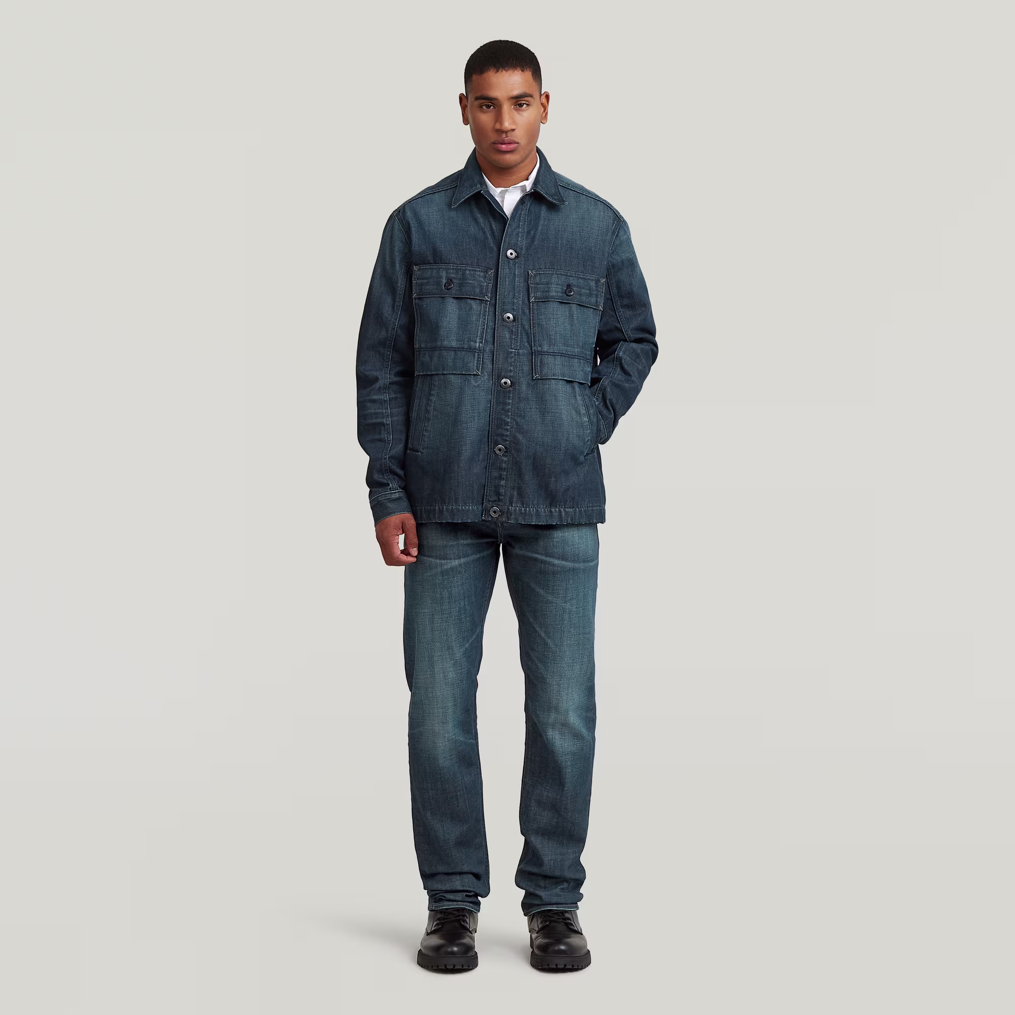 Thumbnail - Mosa Overshirt - Dunkelblau - Herren