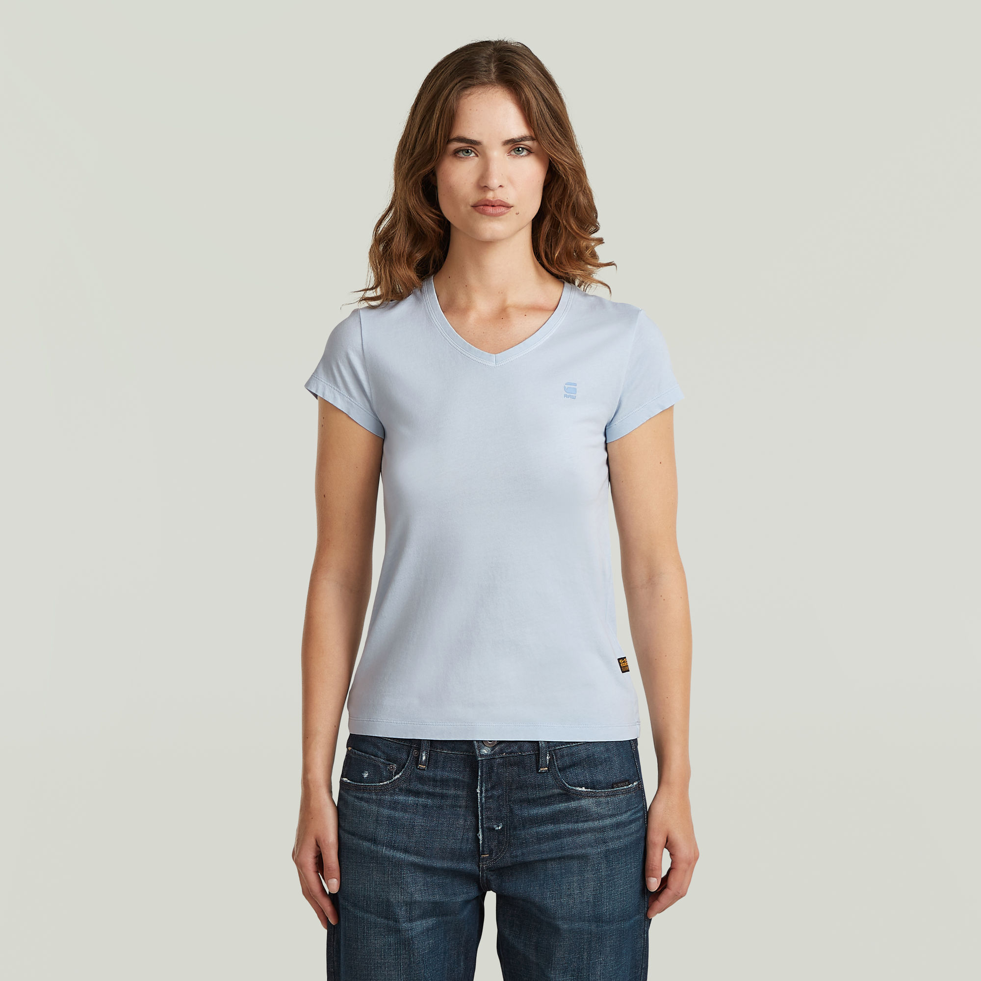 Overdyed Eyben Slim V T-Shirt 2.0 - Hellblau - Damen