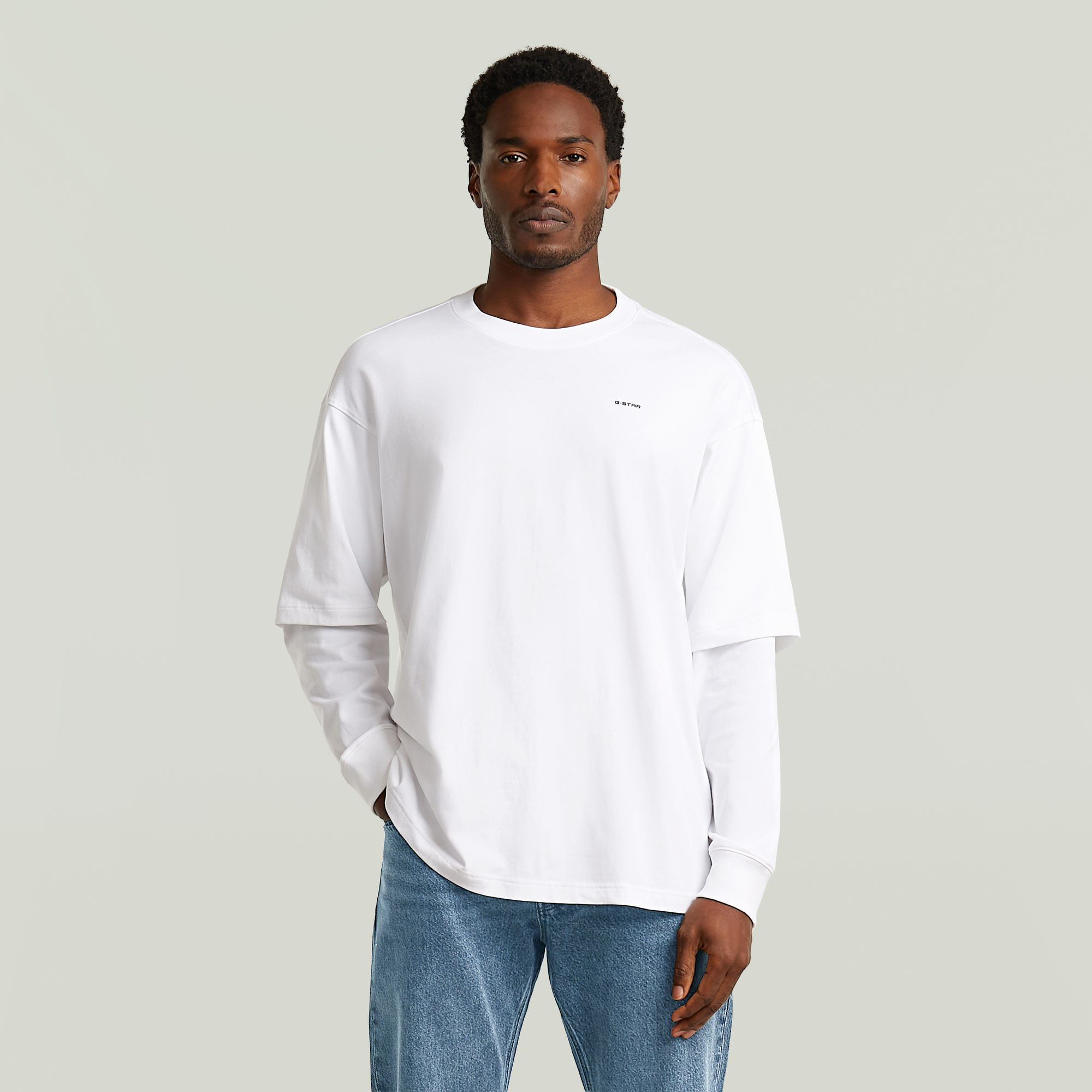 G-Star RAW Double Sleeve Loose T-Shirt - Wit - Heren