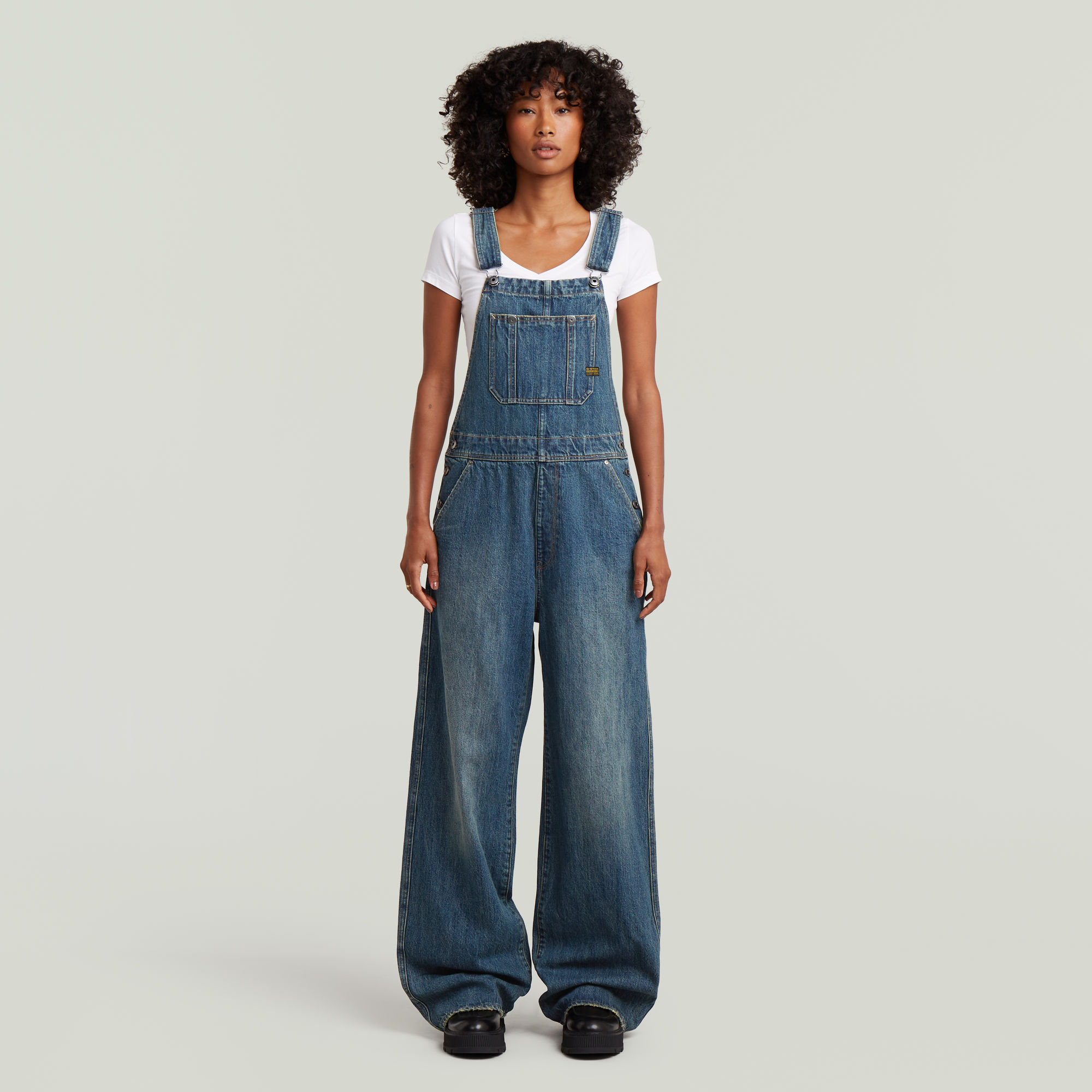 Straight Leg Latzhose - Dunkelblau - Damen