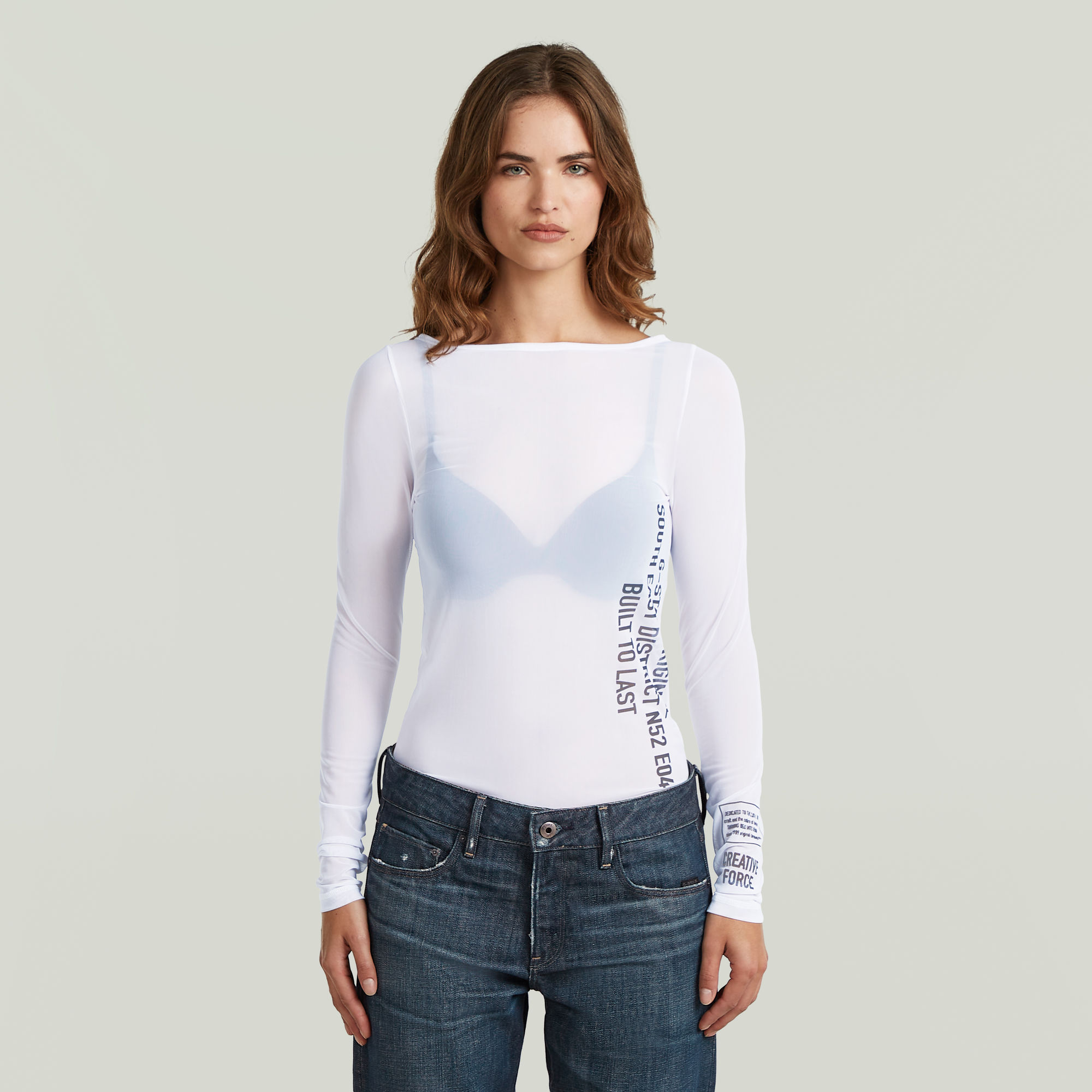 

Stencil Boat Slim T-Shirt - White - Women