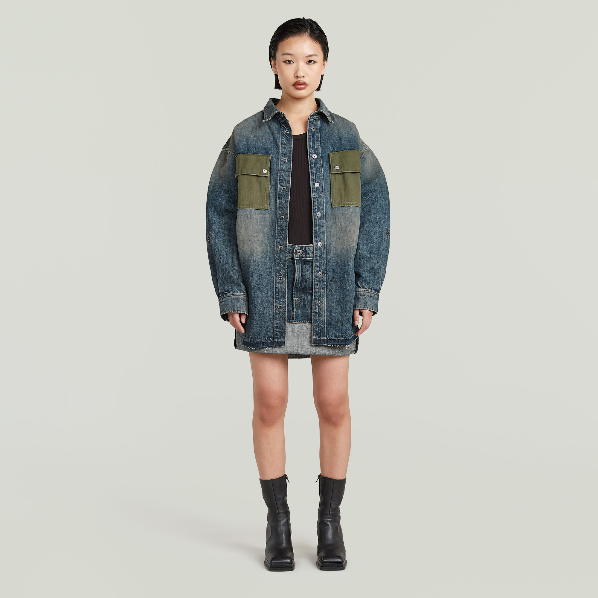 Thumbnail - Hybrid Turn-up Minirock - Mehrfarbig - Damen