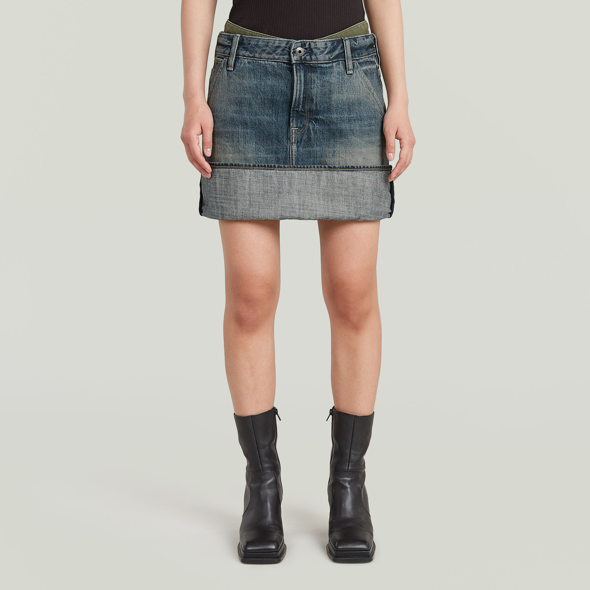 Hybrid Turn-up Minirock - Mehrfarbig - Damen