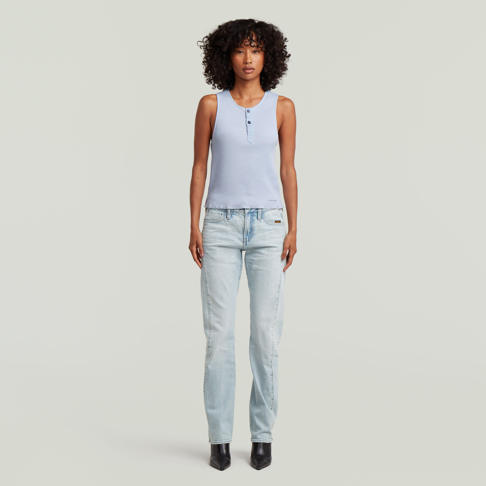 Thumbnail - Slim Henley Tank T-Shirt - Hellblau - Damen