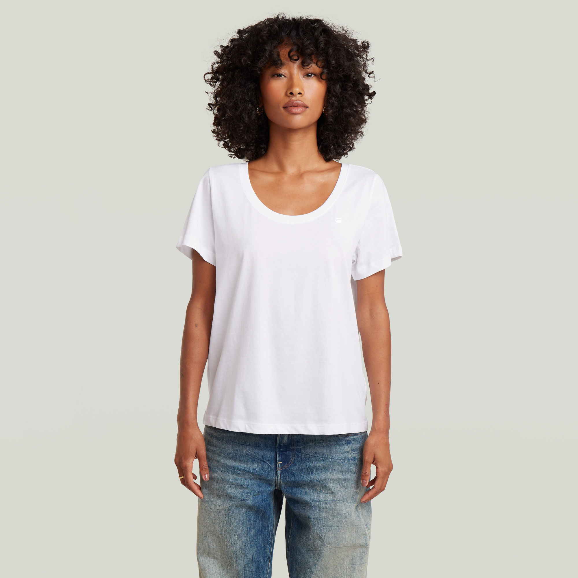 

Scoop Neck T-Shirt - Wit - Dames