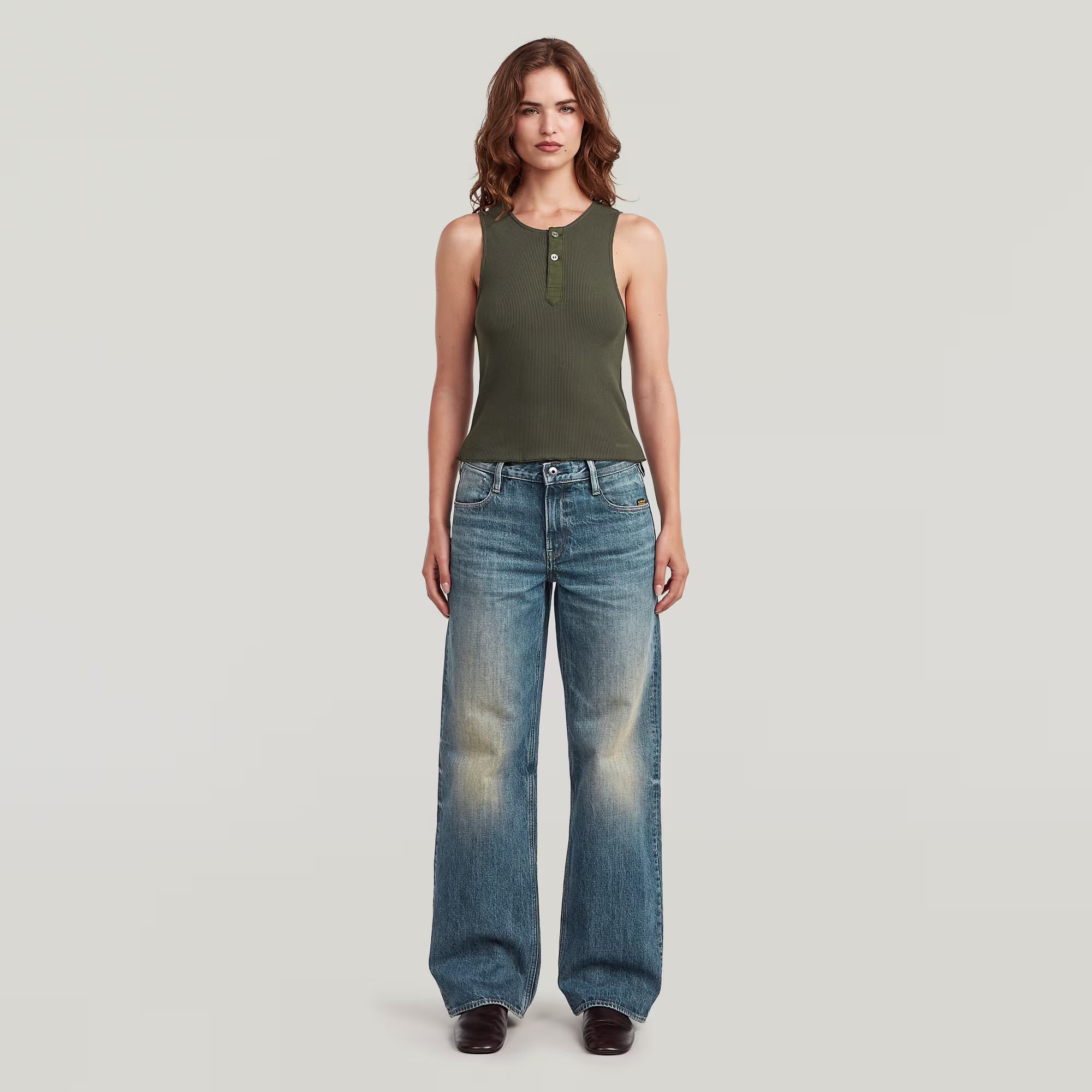 Thumbnail - Slim Henley Tank T-Shirt - Grau - Damen