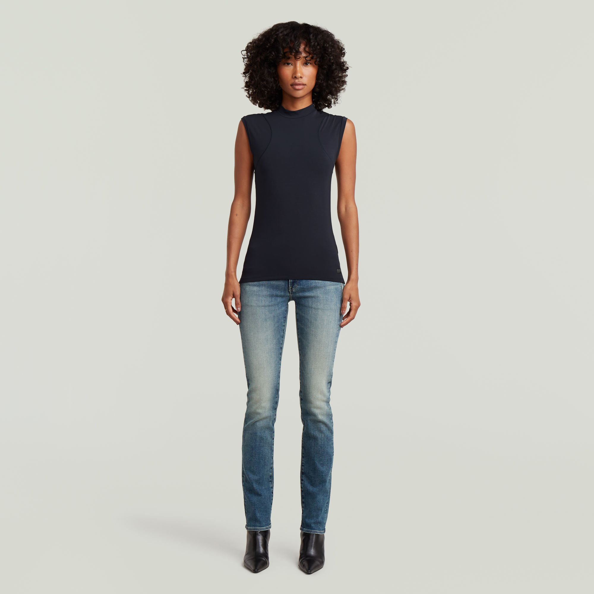 Thumbnail - 2nd Skin Mock T-Shirt - Dunkelblau - Damen