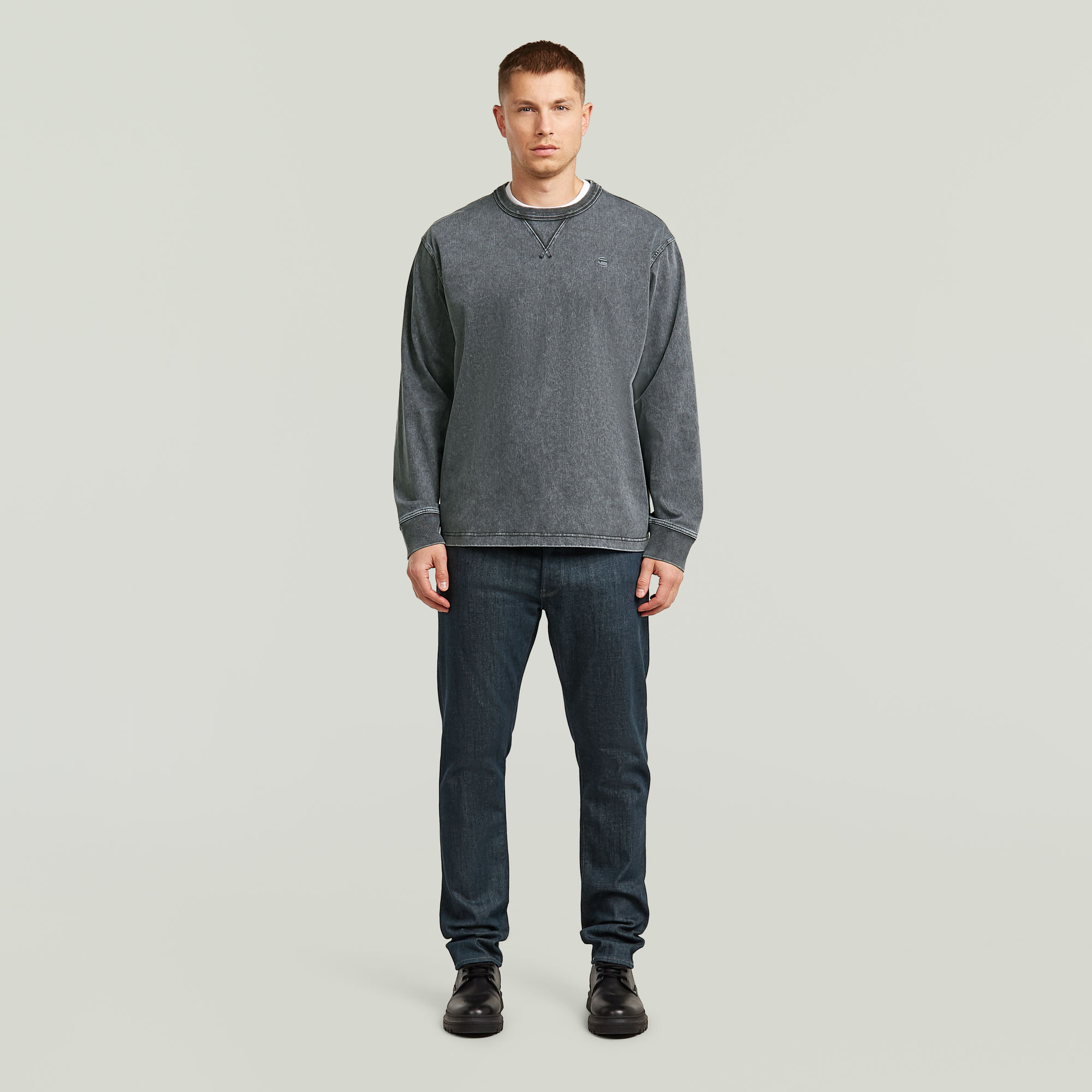 Thumbnail - Washed Sweater - Schwarz - Herren