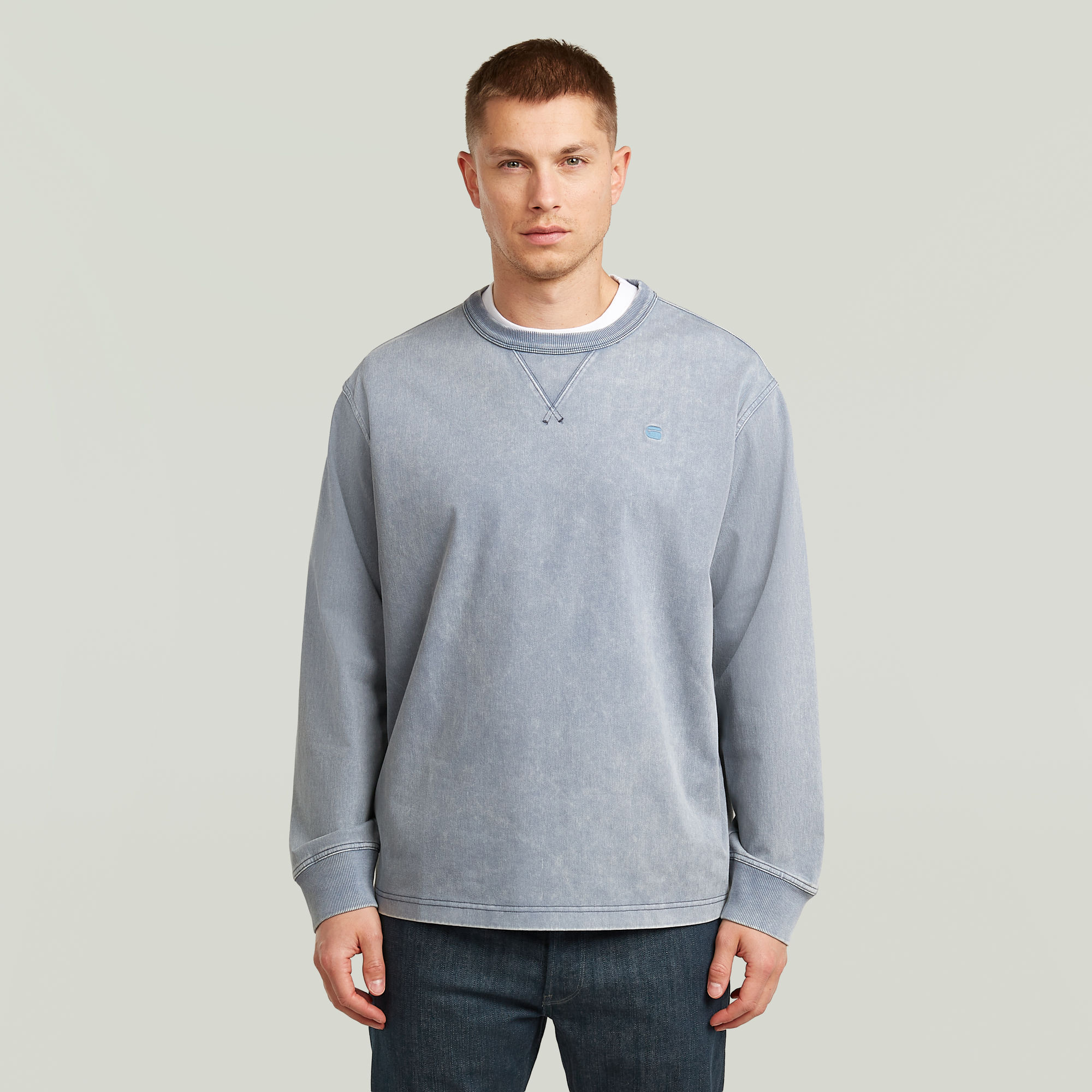 Washed Sweater - Dunkelblau - Herren