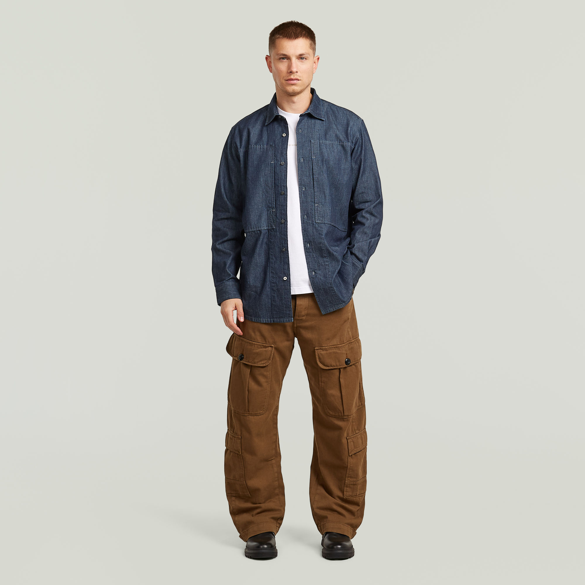 Thumbnail - Panelled Pocket Regular Shirt - Dunkelblau - Herren