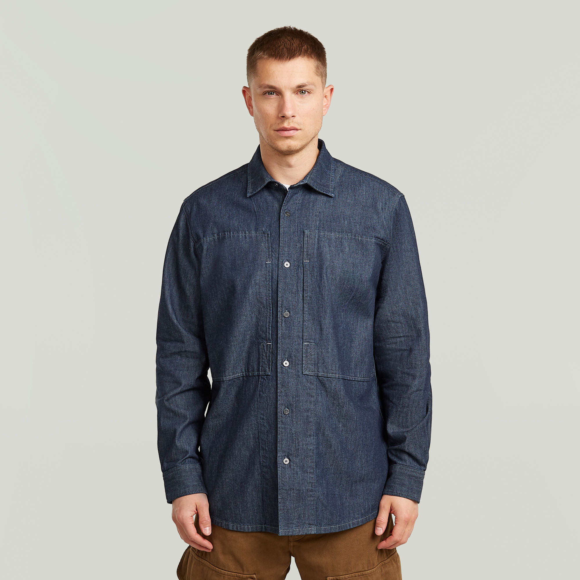 

Panelled Pocket Regular Shirt - Dark blue - Men