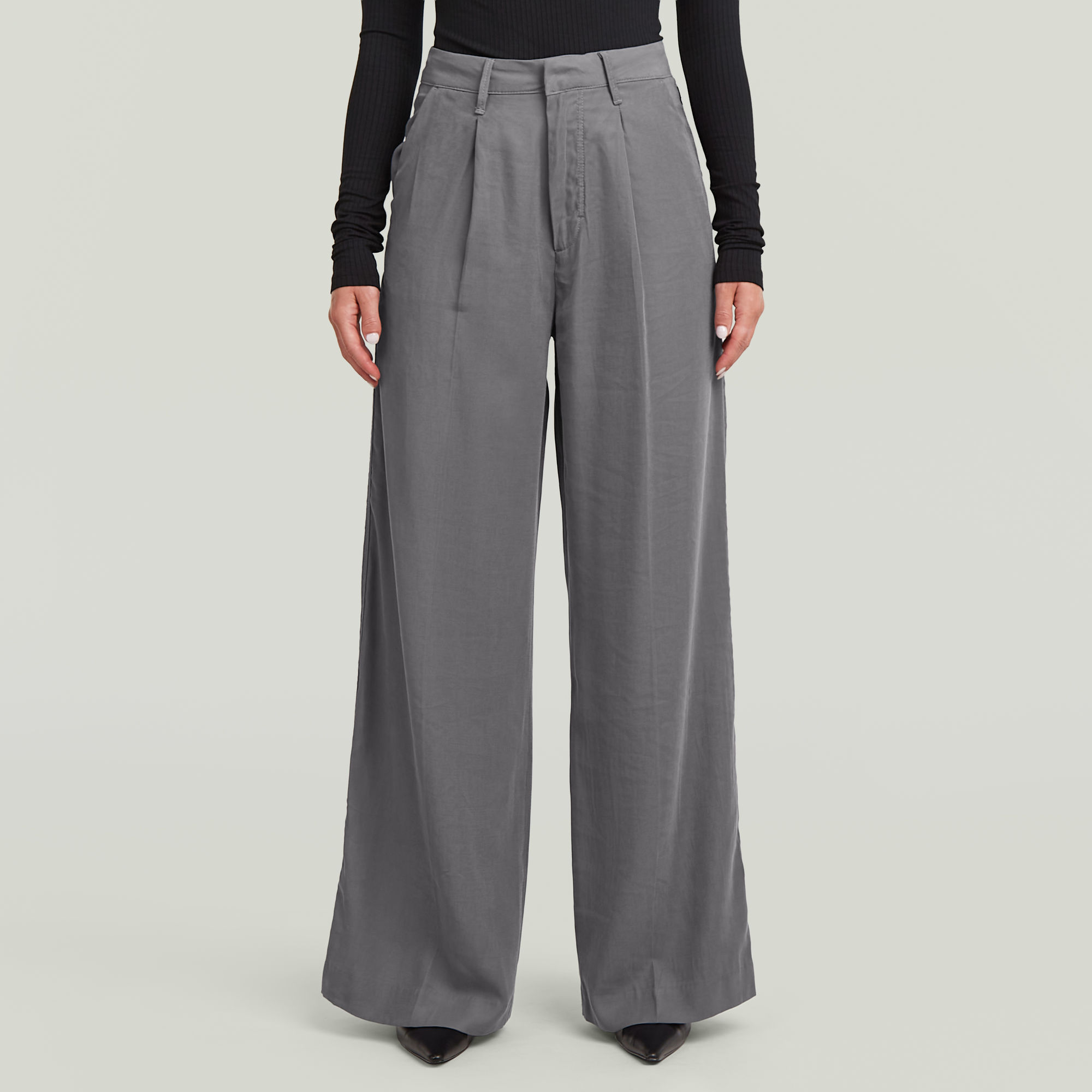 Fluid Wide Leg Hose - Grau - Damen
