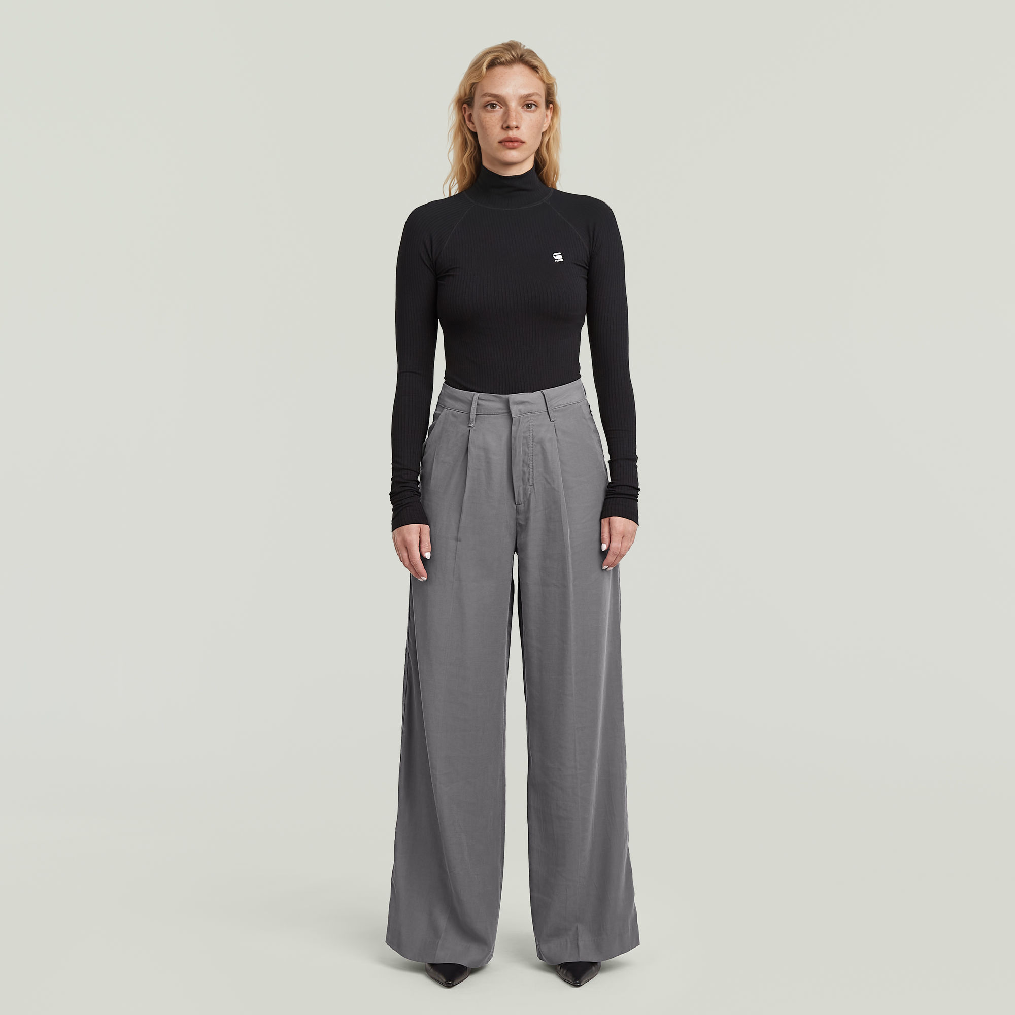Thumbnail - Fluid Wide Leg Hose - Grau - Damen