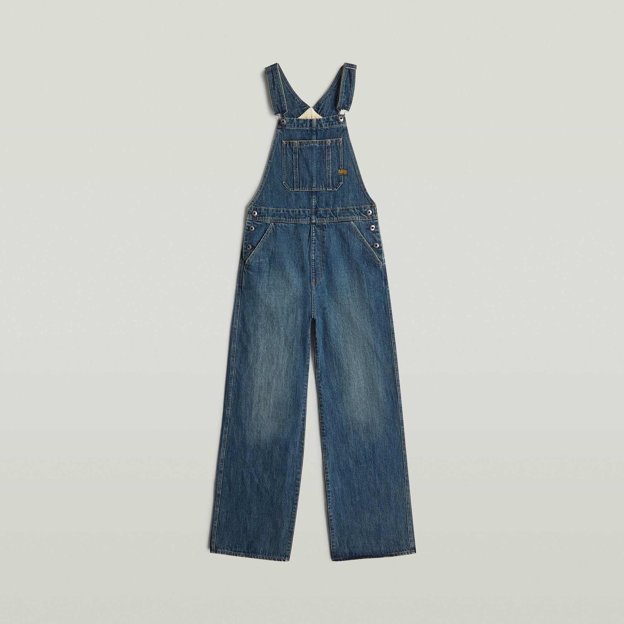 Thumbnail - Straight Leg Latzhose - Dunkelblau - Damen