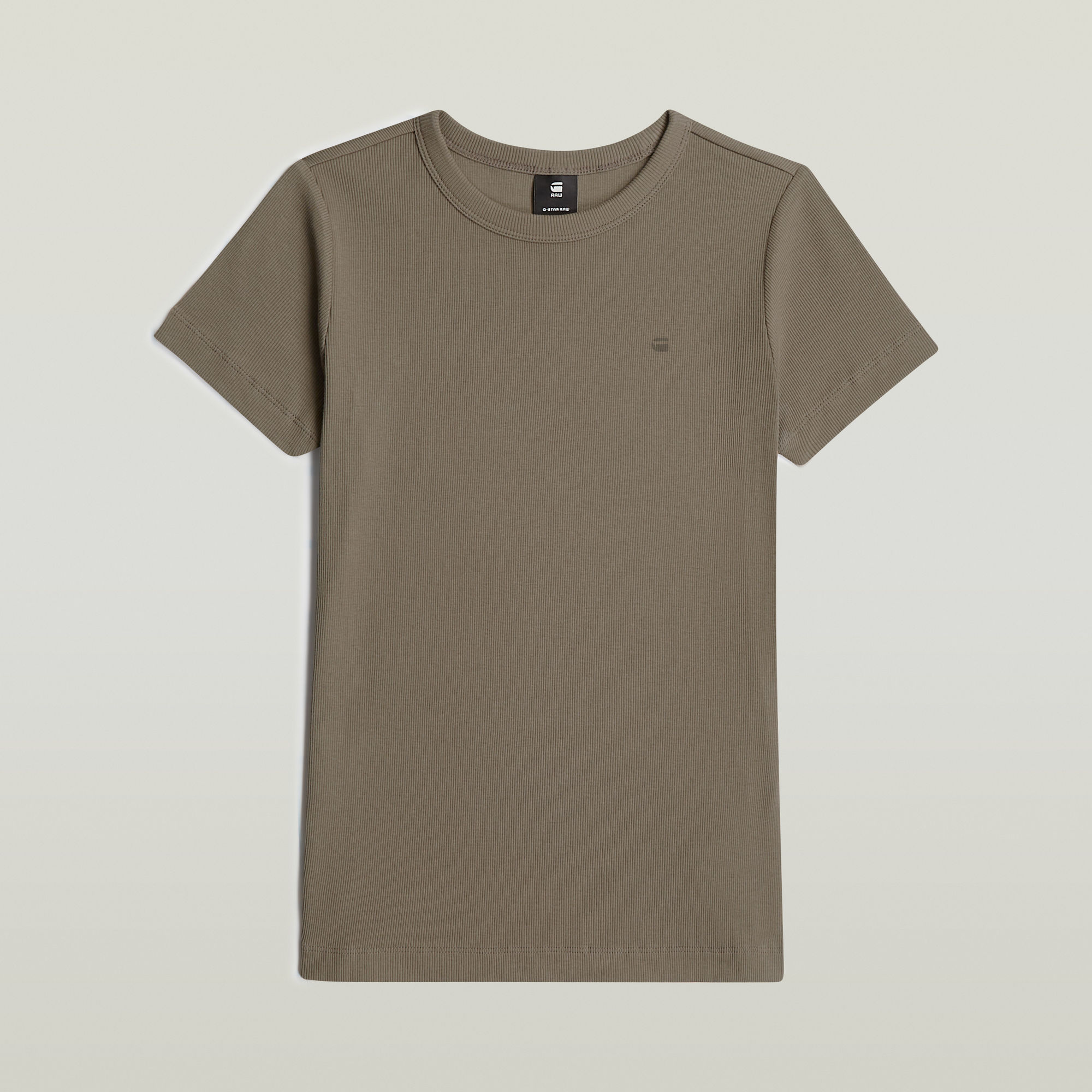 Thumbnail - Slim Rib T-Shirt - Braun - Damen