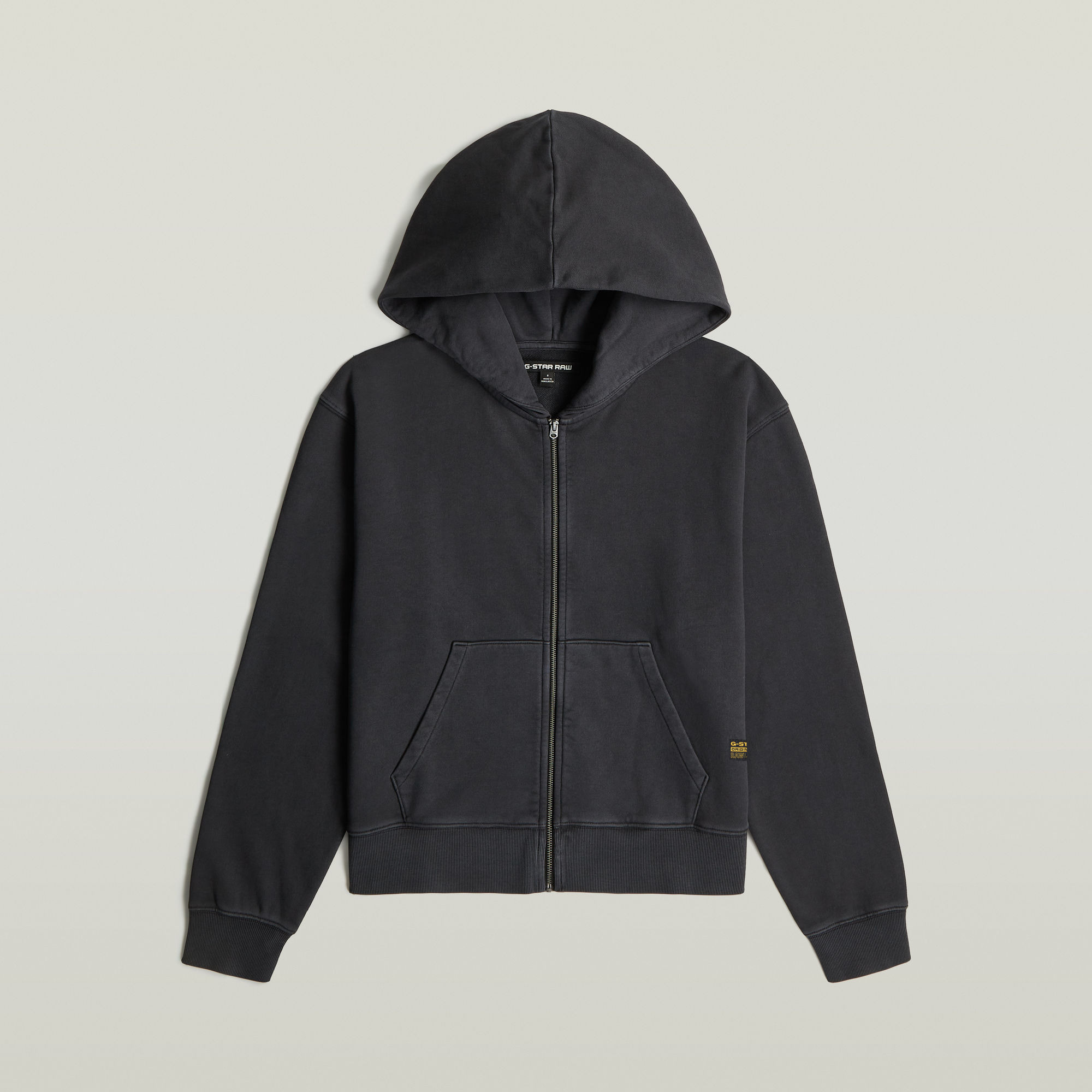 Thumbnail - Washed Hoodie Zip Relaxed Sweatshirt - Schwarz - Damen