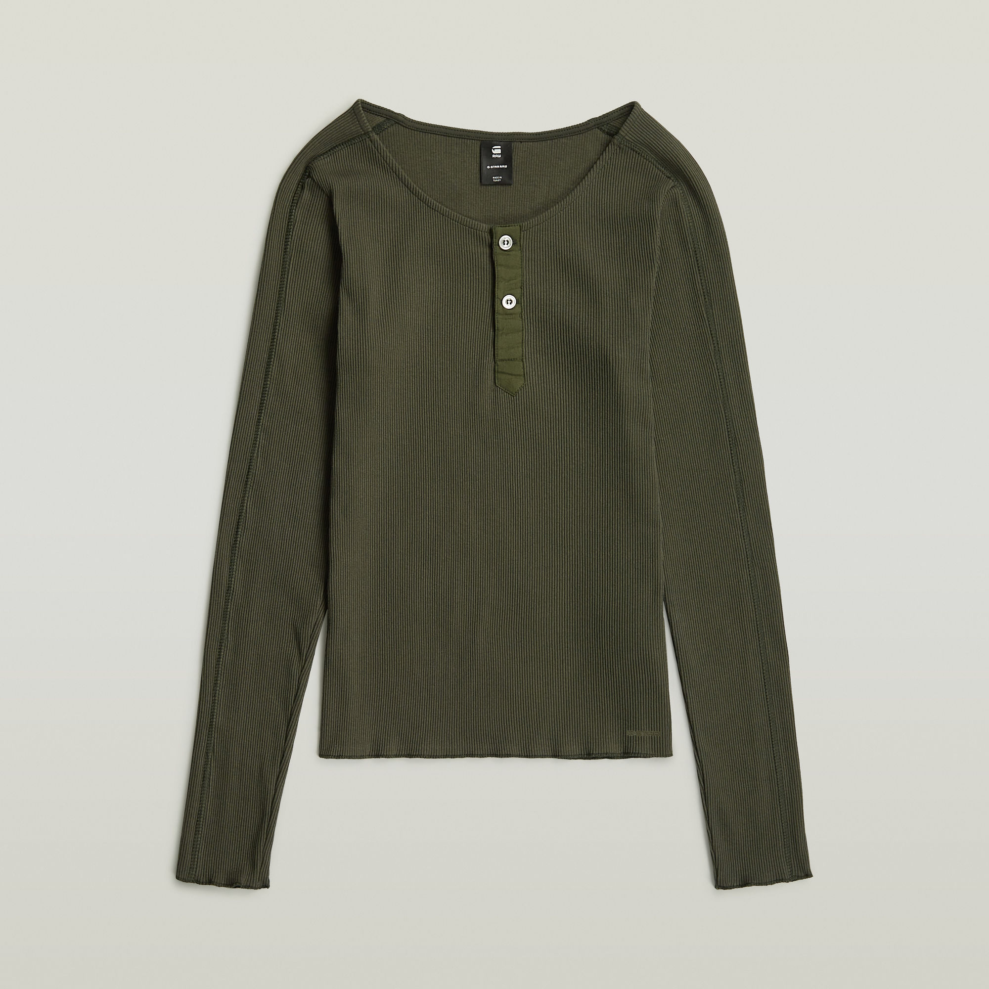 Thumbnail - Slim Henley Long Sleeve T-Shirt - Grau - Damen